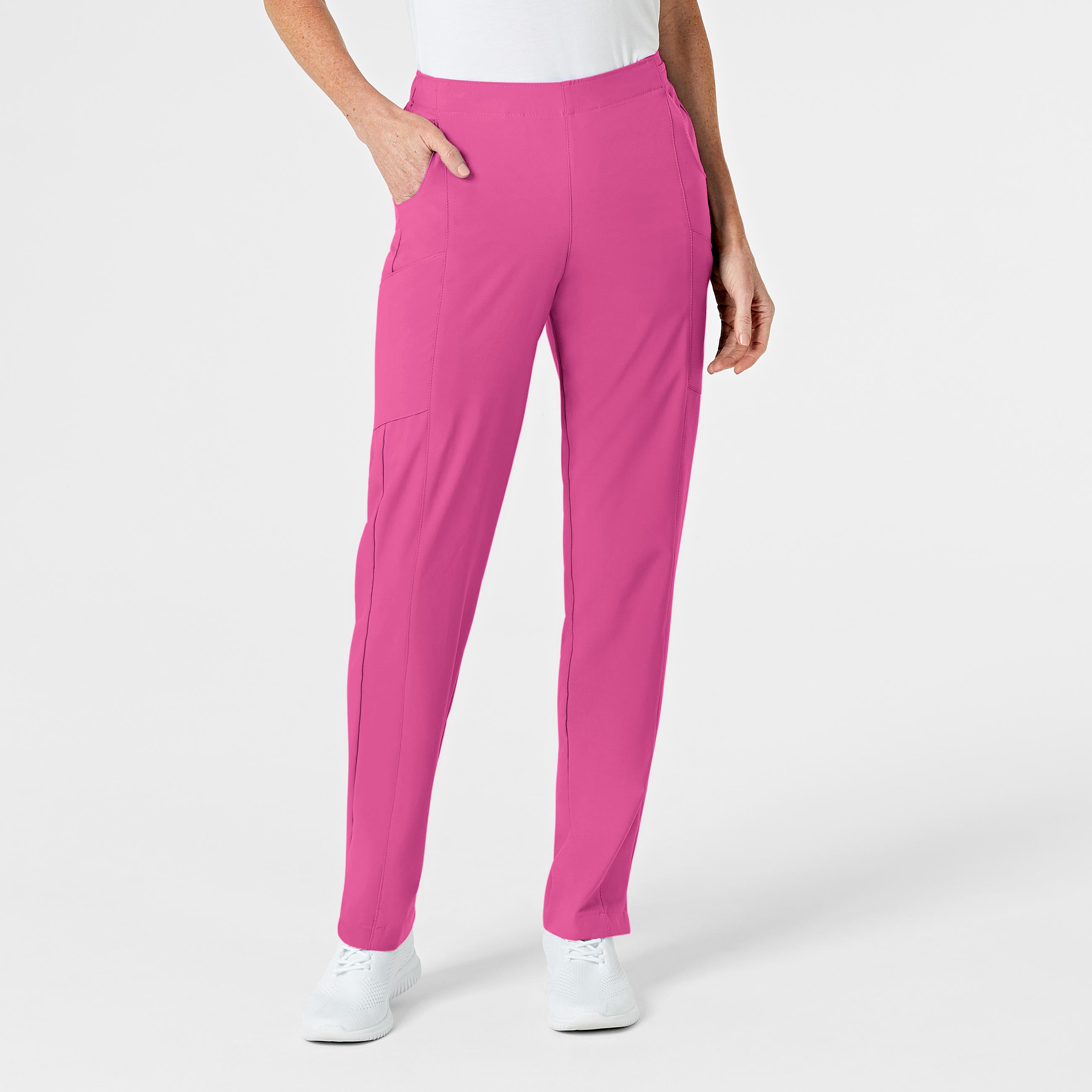 W123 5155 Flat Front Cargo Scrub Pants Hot Pink