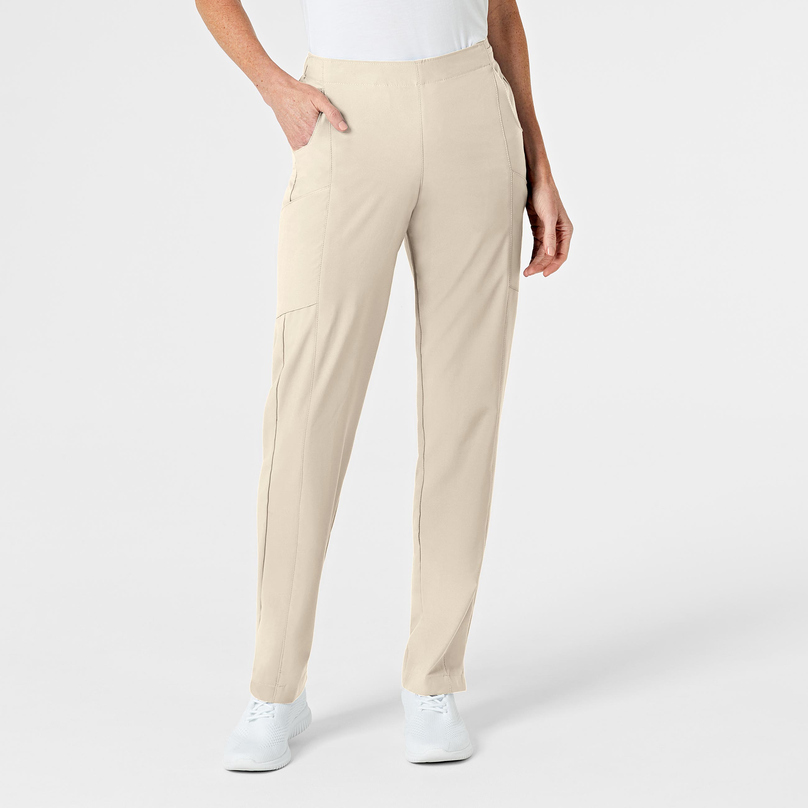 W123 5155 Flat Front Cargo Scrub Pants Khaki
