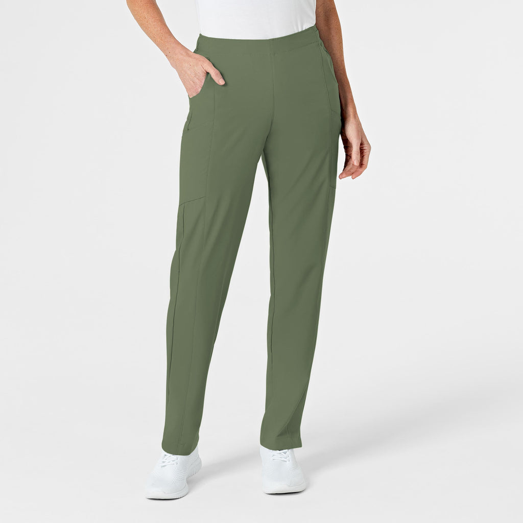 W123 5155 Flat Front Cargo Scrub Pants Olive