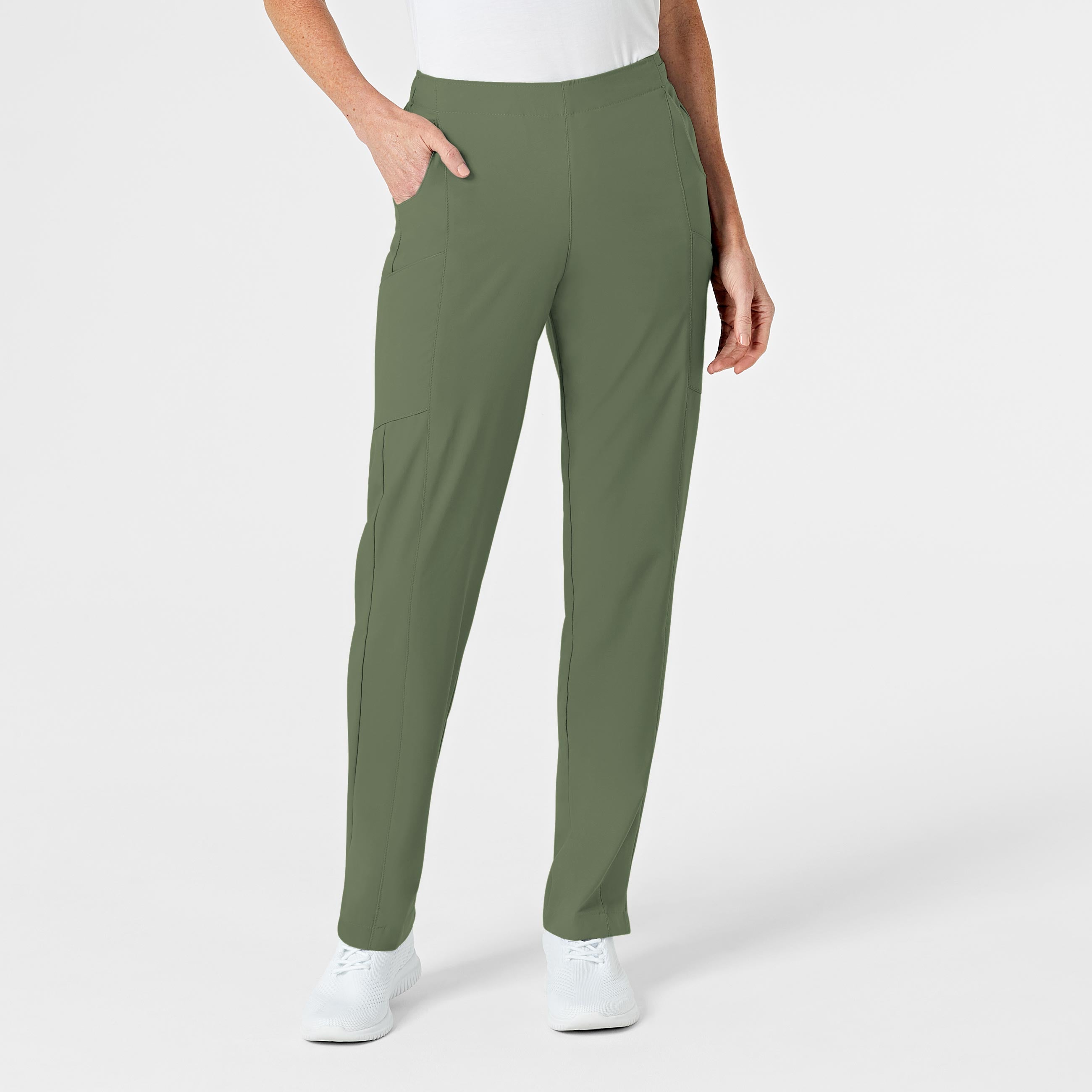 W123 5155 Flat Front Cargo Scrub Pants Olive