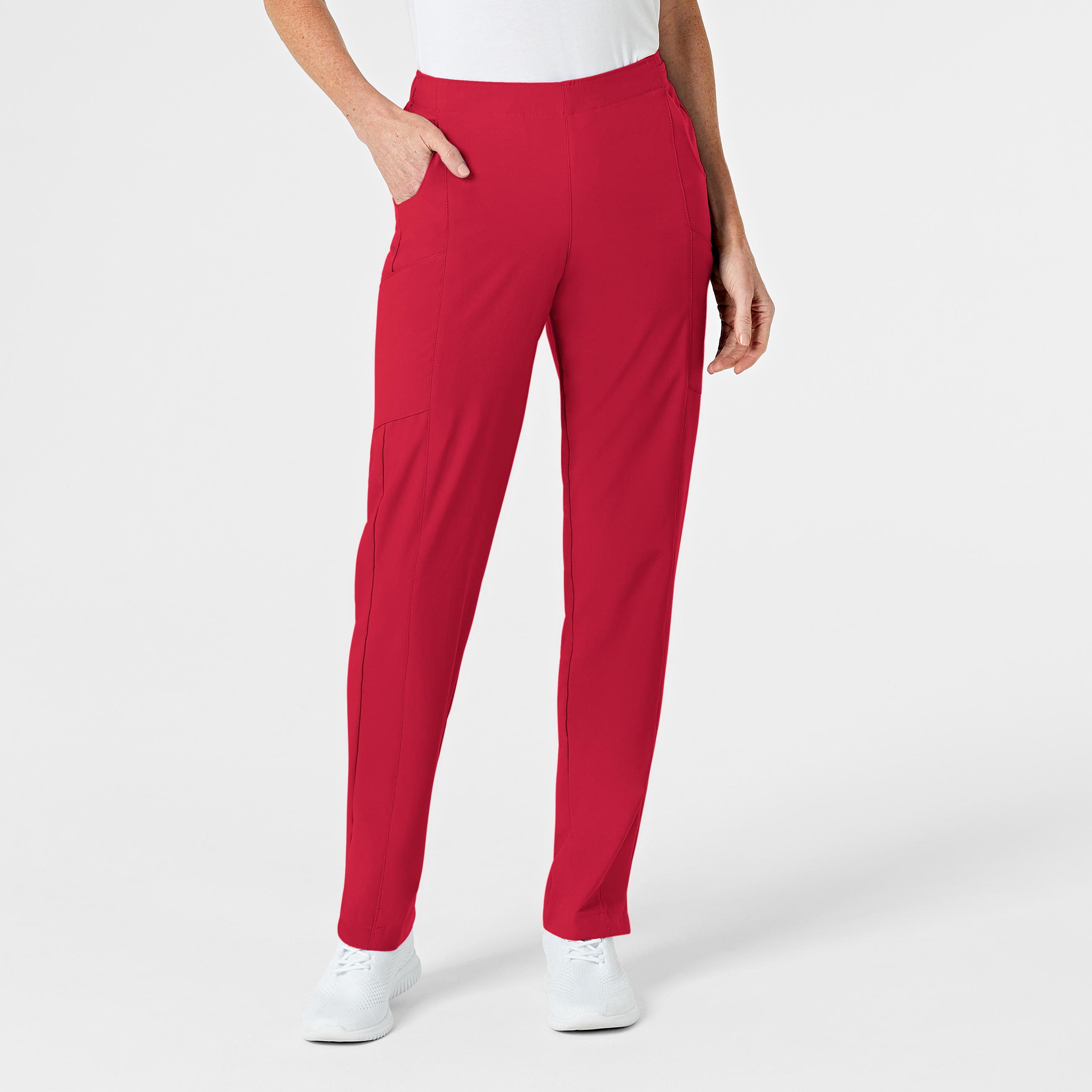 W123 5155 Flat Front Cargo Scrub Pants Red