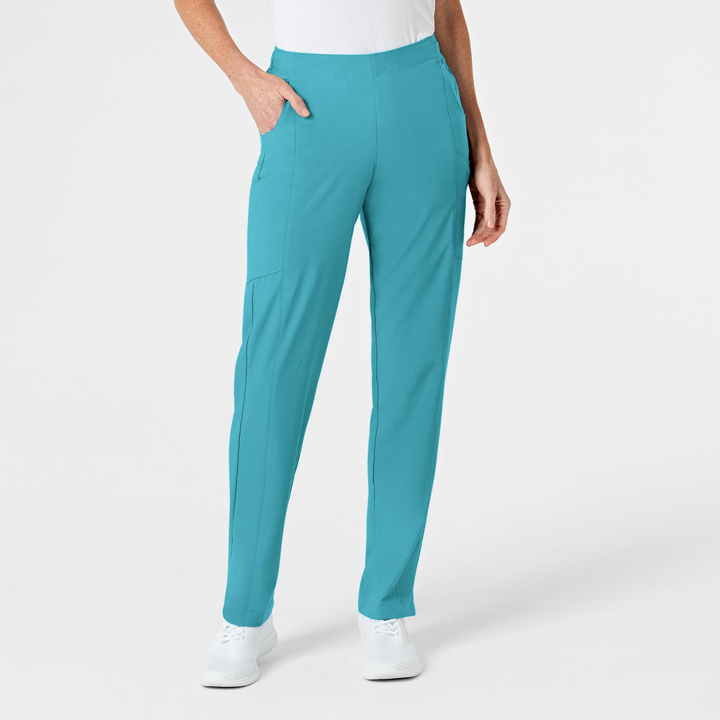 W123 5155 Flat Front Cargo Scrub Pants Teal Blue
