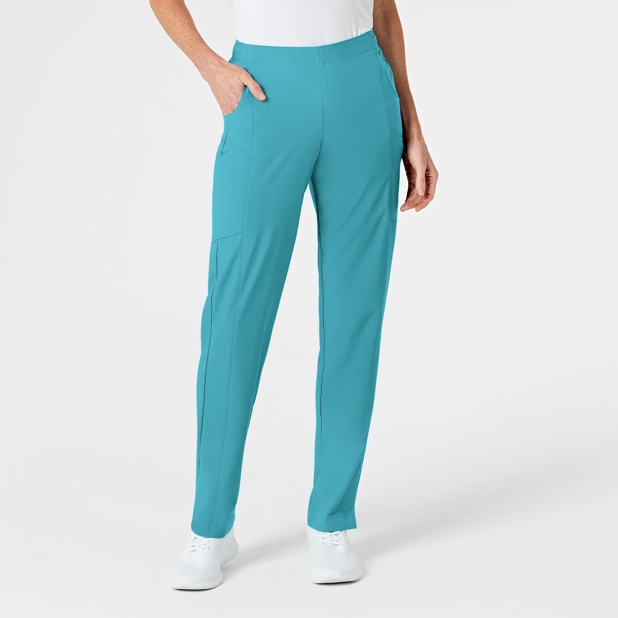W123 5155 Flat Front Cargo Scrub Pants Teal Blue