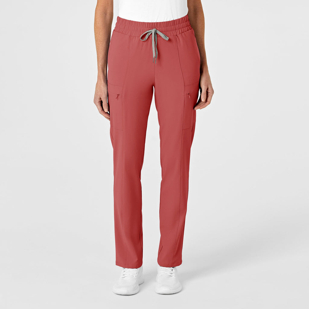 RENEW 5334 High Waist Slim Leg Scrub Pants Mineral Red