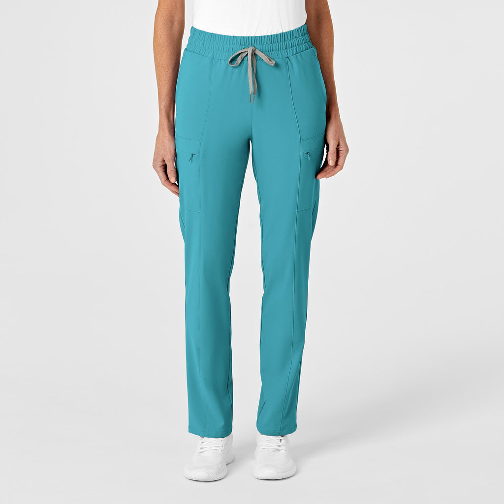 RENEW 5334 High Waist Slim Leg Scrub Pants Teal Blue