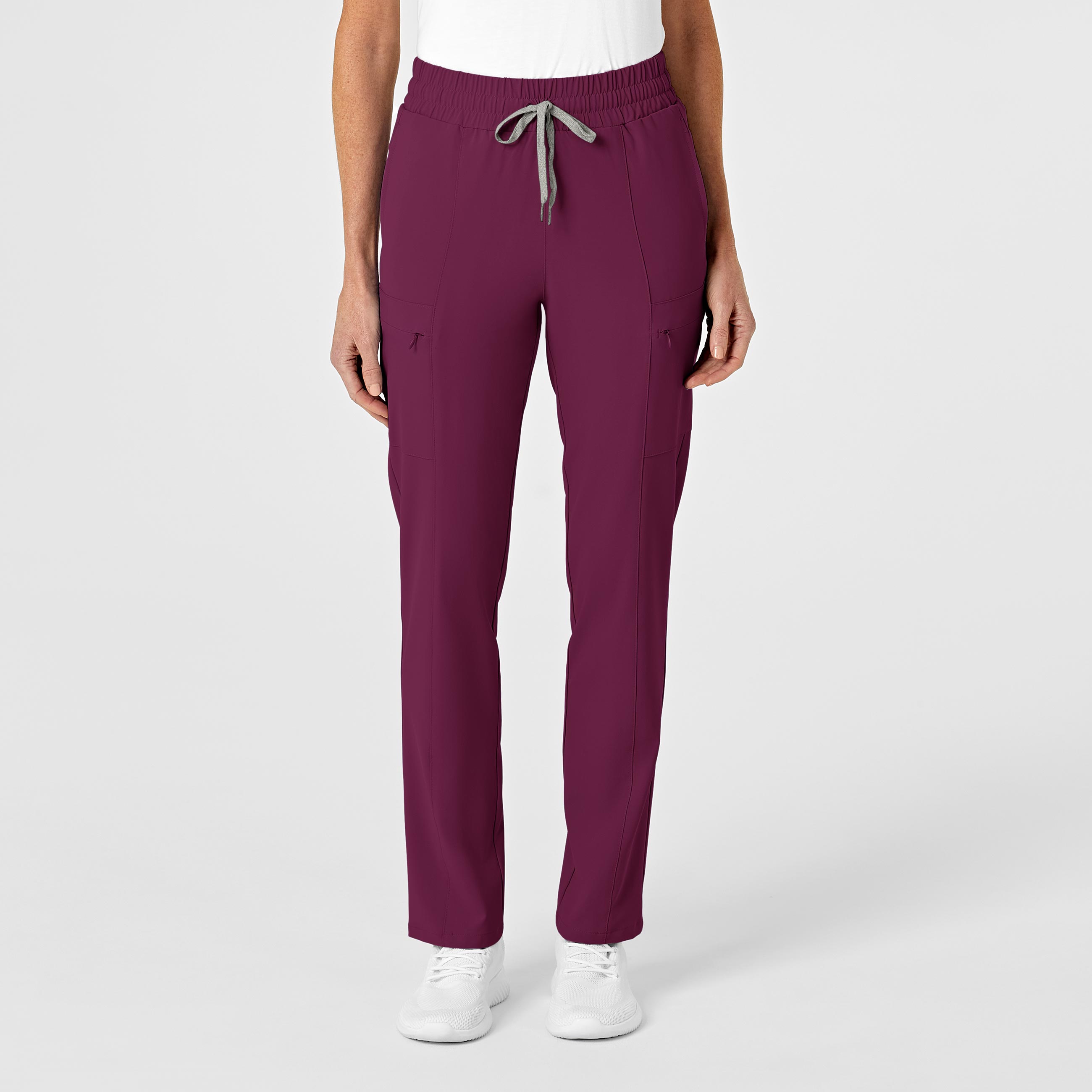 RENEW 5334 High Waist Slim Leg Scrub Pants Wine