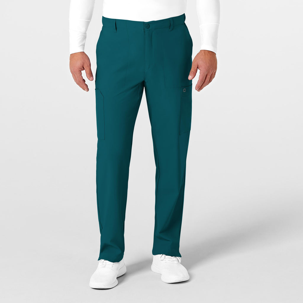 W123 5355 Men's Flat Front Cargo Scrub Pants Caribbean Blue