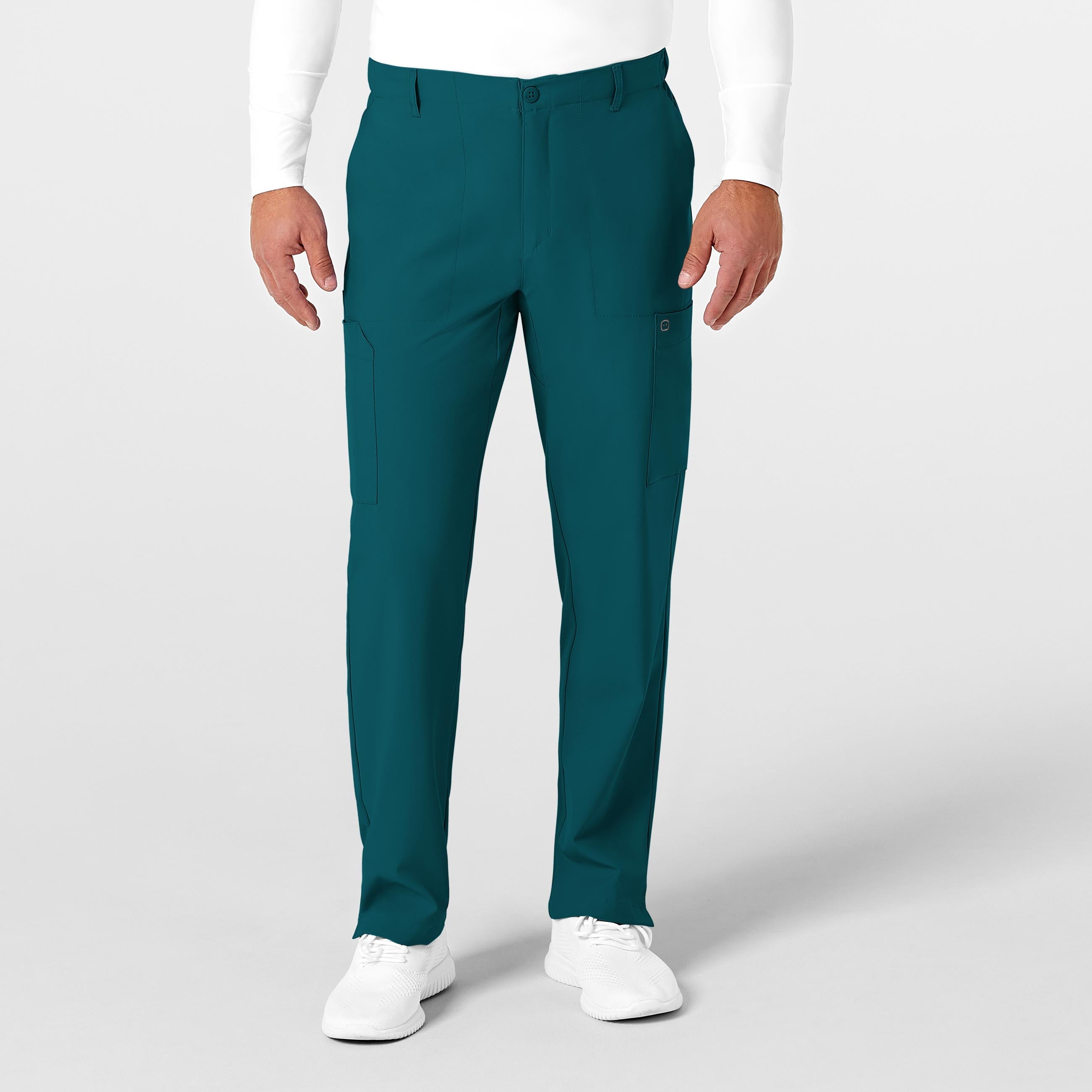 W123 5355 Men's Flat Front Cargo Scrub Pants Caribbean Blue