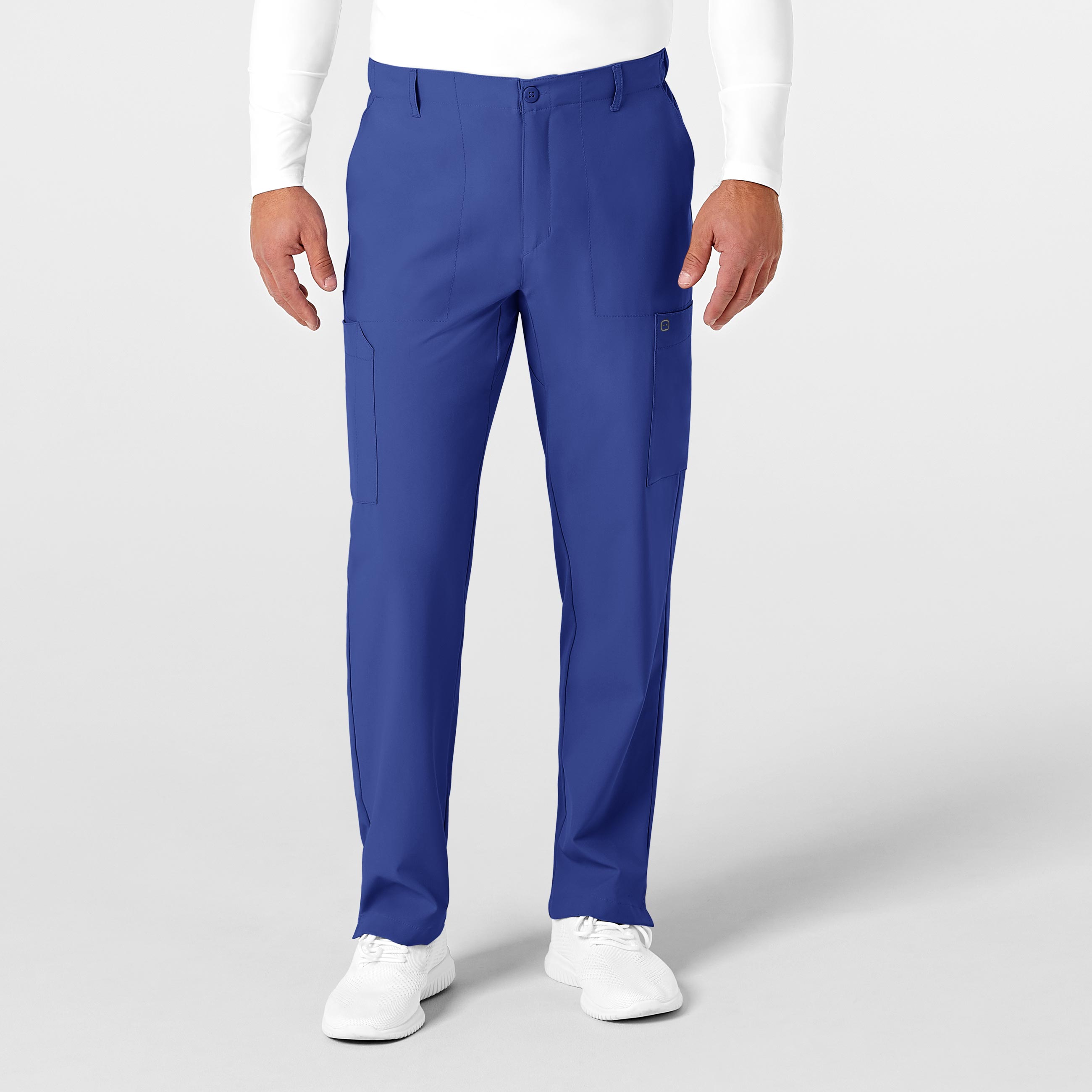 W123 5355 Men's Flat Front Cargo Scrub Pants Galaxy Blue
