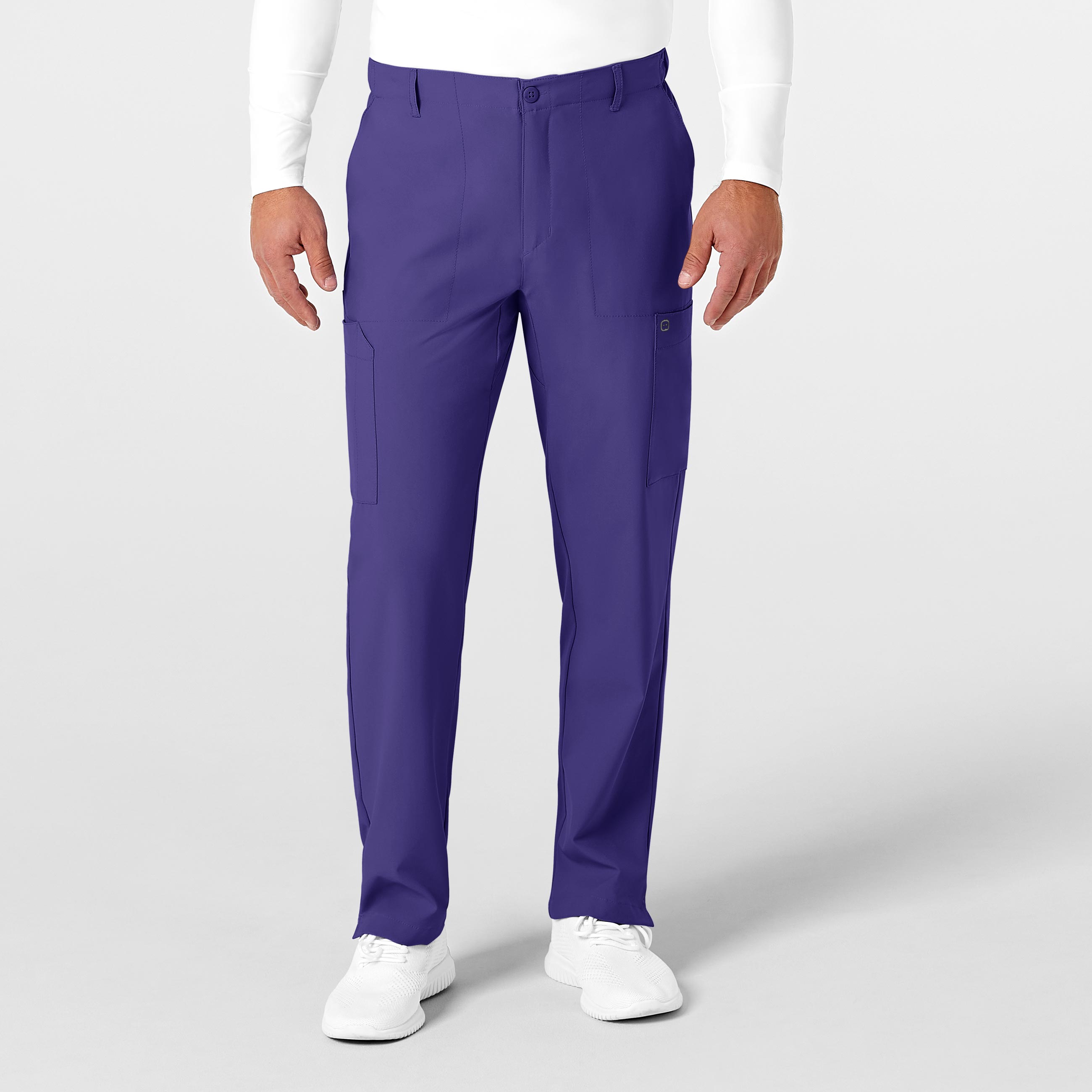 W123 5355 Men's Flat Front Cargo Scrub Pants Grape