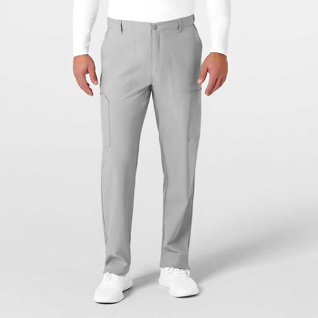 W123 5355 Men's Flat Front Cargo Scrub Pants Grey