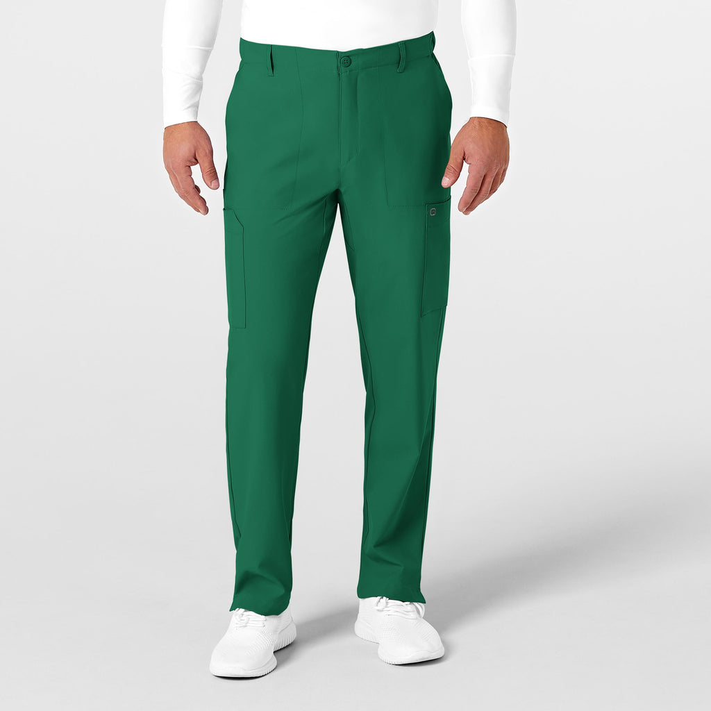 W123 5355 Men's Flat Front Cargo Scrub Pants Hunter