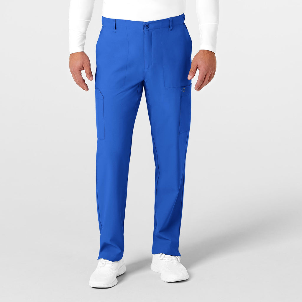 W123 5355 Men's Flat Front Cargo Scrub Pants Royal