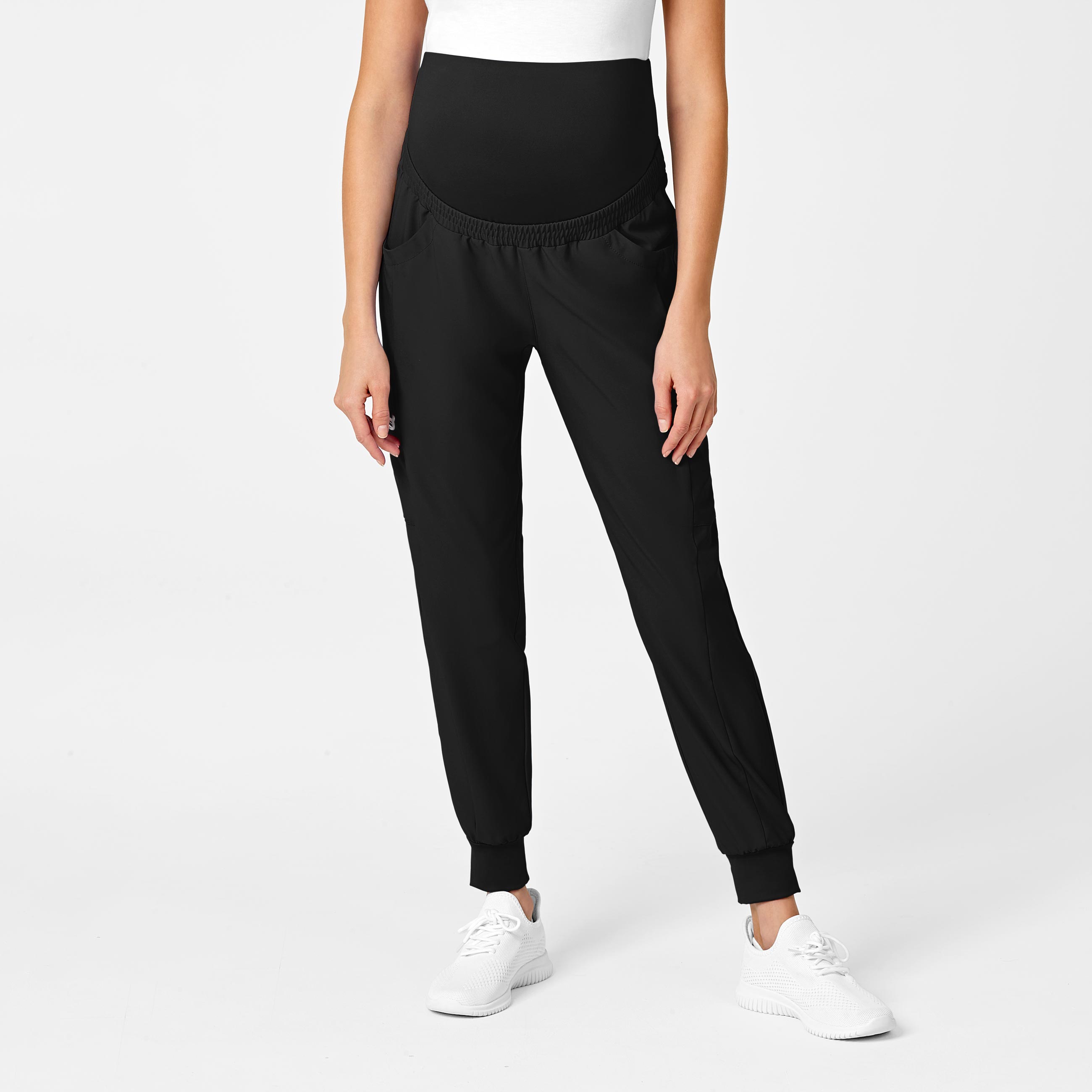 W123 5455 Maternity Jogger Scrub Pants Black