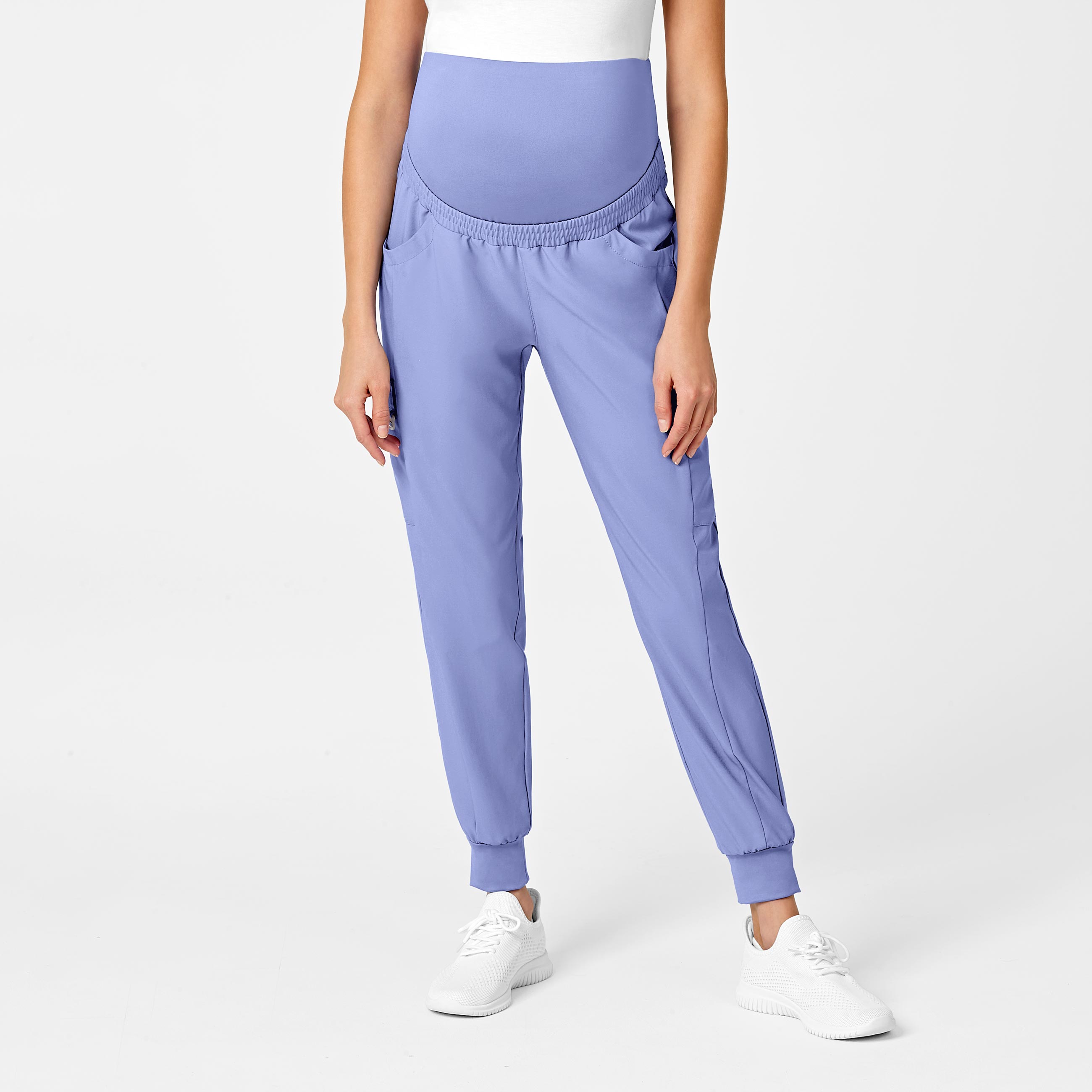 W123 5455 Maternity Jogger Scrub Pants Ceil Blue