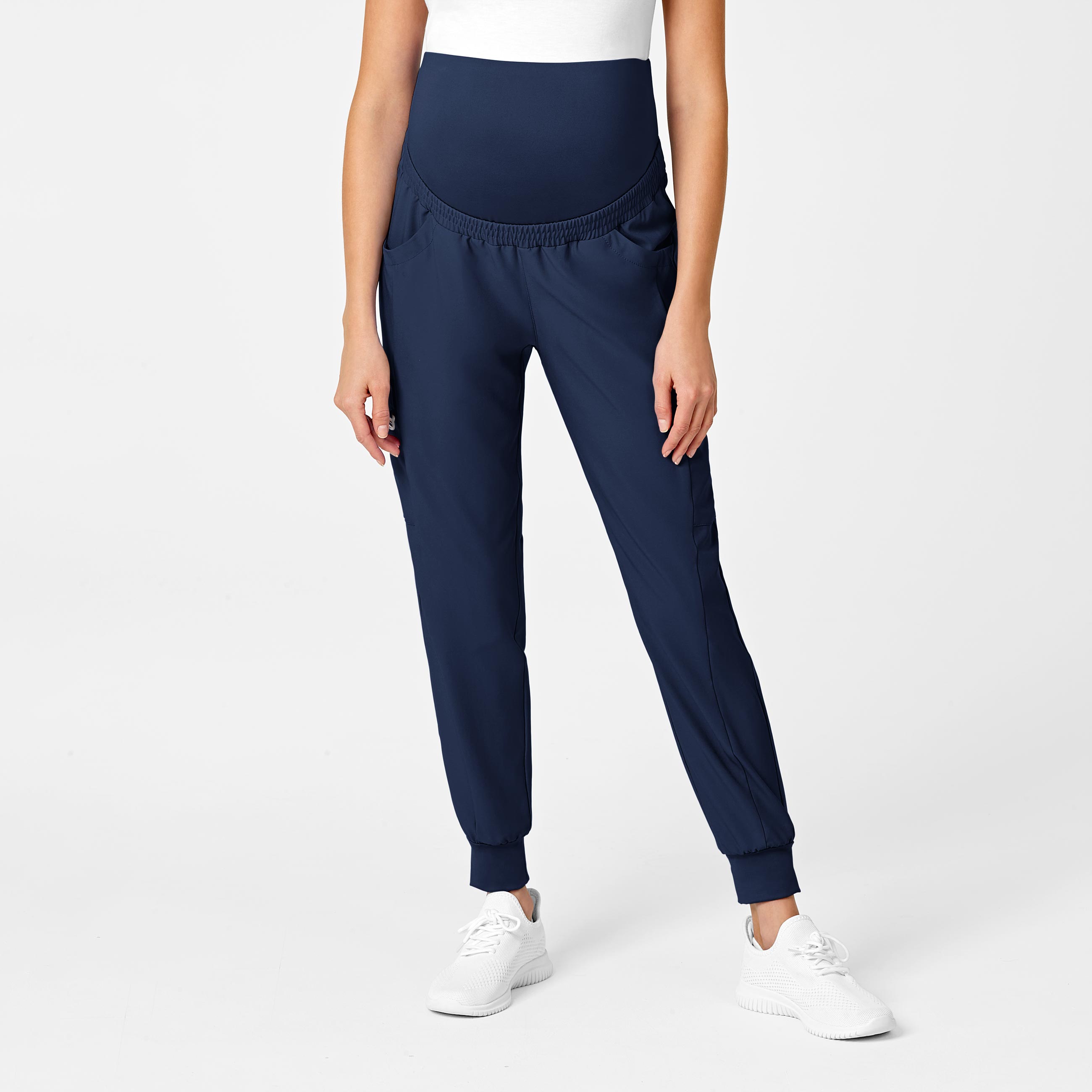 W123 5455 Maternity Jogger Scrub Pants Navy
