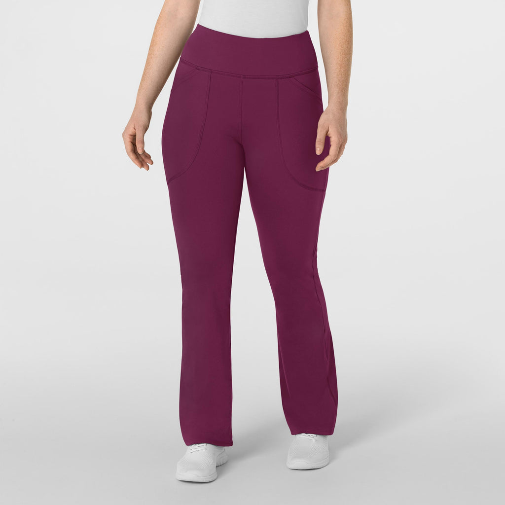 RENEW 5459 Knit Flare Yoga Scrub Pants Wine