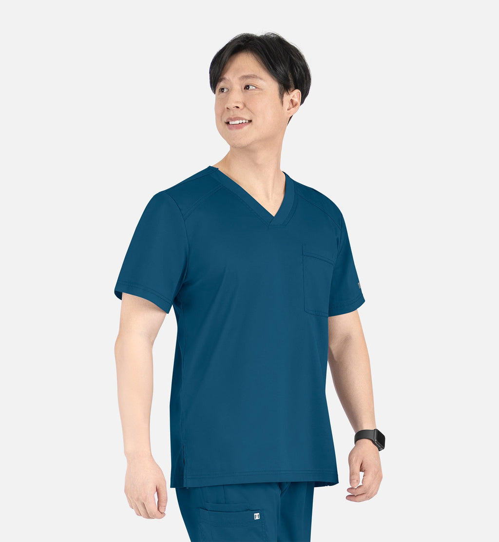 Matrix Mens 5501 Men’s Tuckable V-Neck Top Caribbean Blue