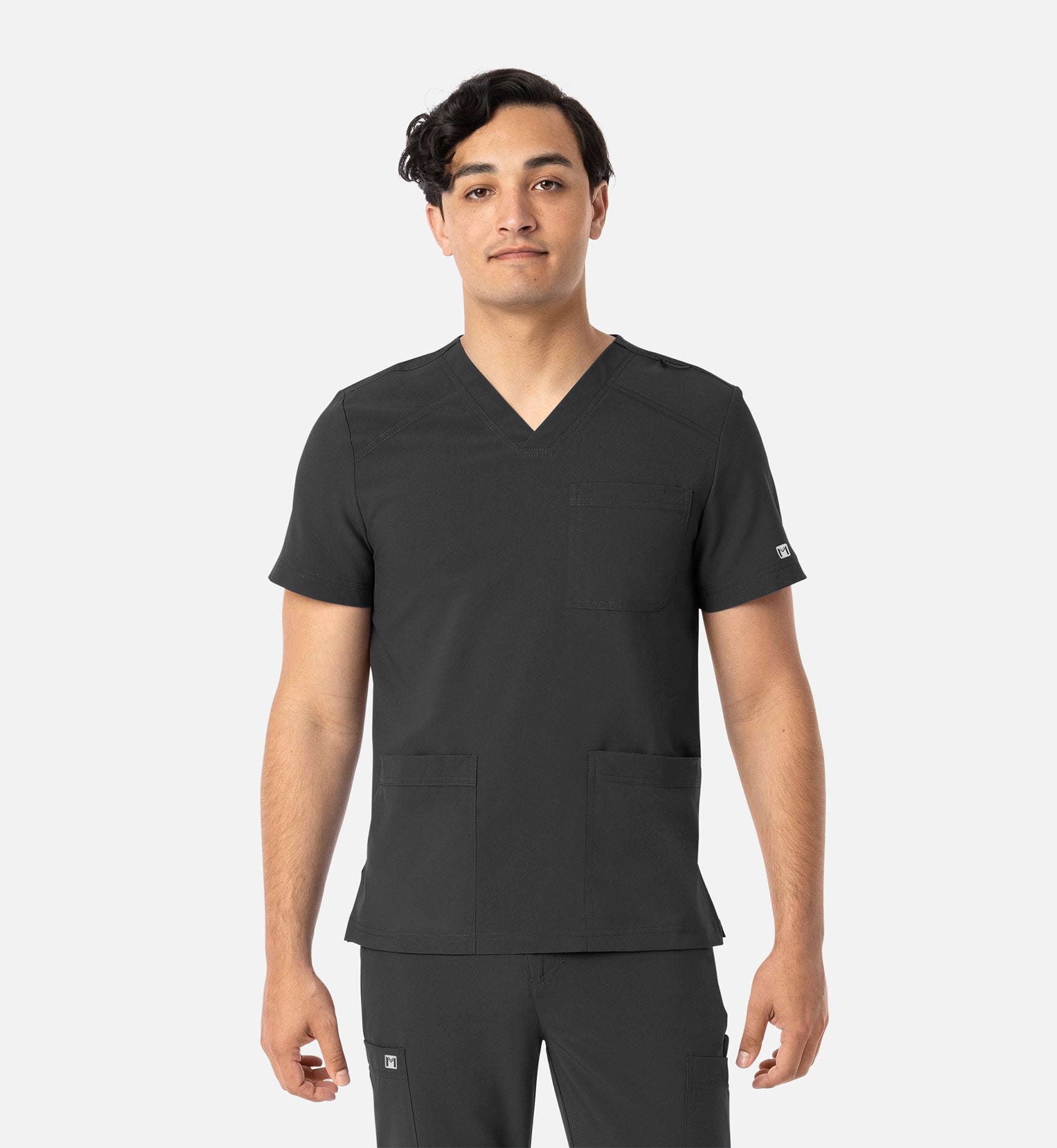Matrix Mens 5502 Men’s 3 Pocket V-Neck Top Black