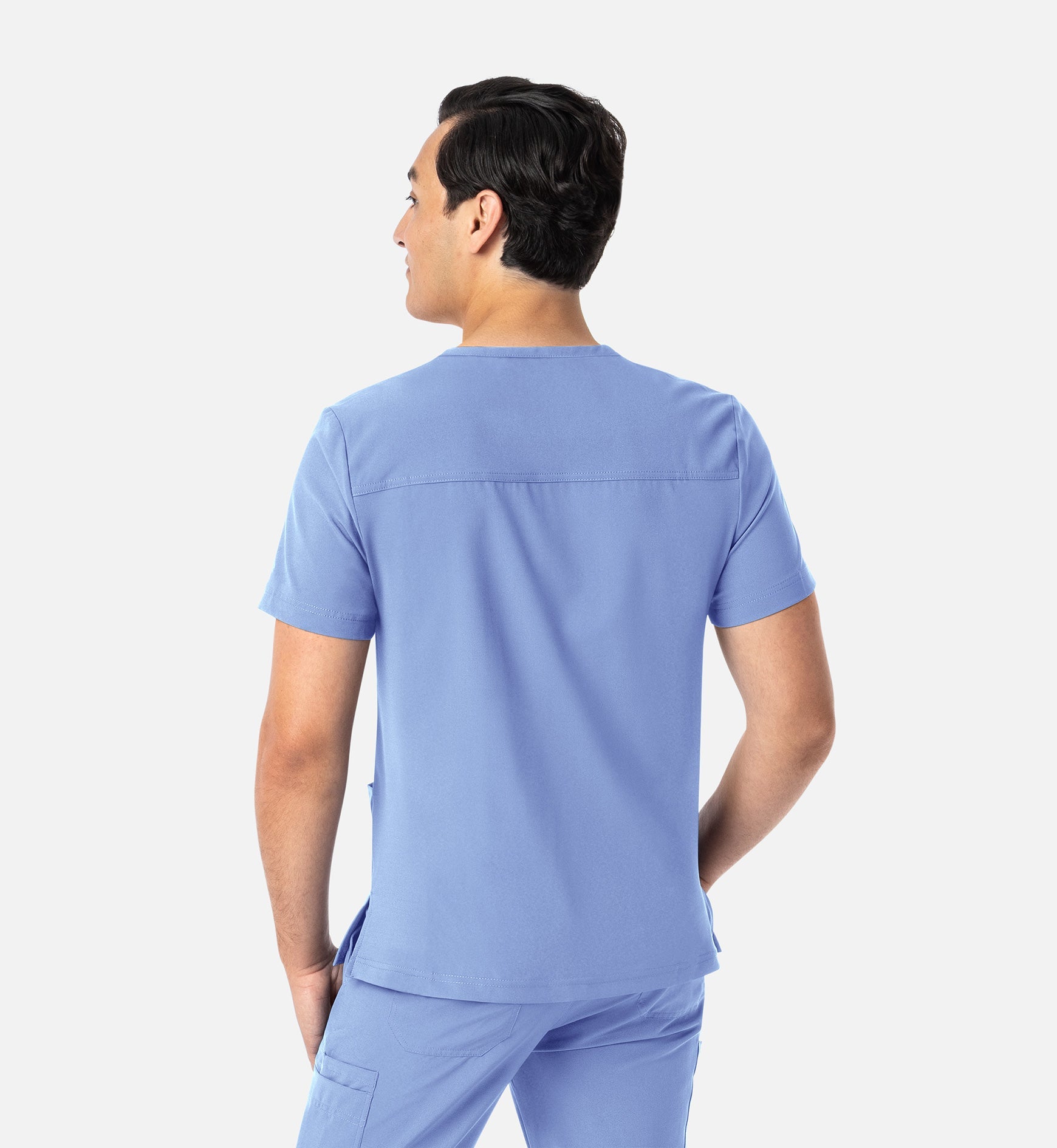 Matrix Mens 5502 Men’s 3 Pocket V-Neck Top Ceil Blue
