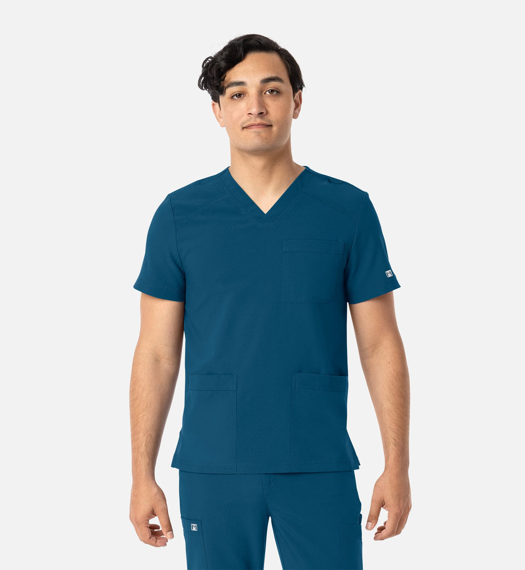 Matrix Mens 5502 Men’s 3 Pocket V-Neck Top Caribbean Blue