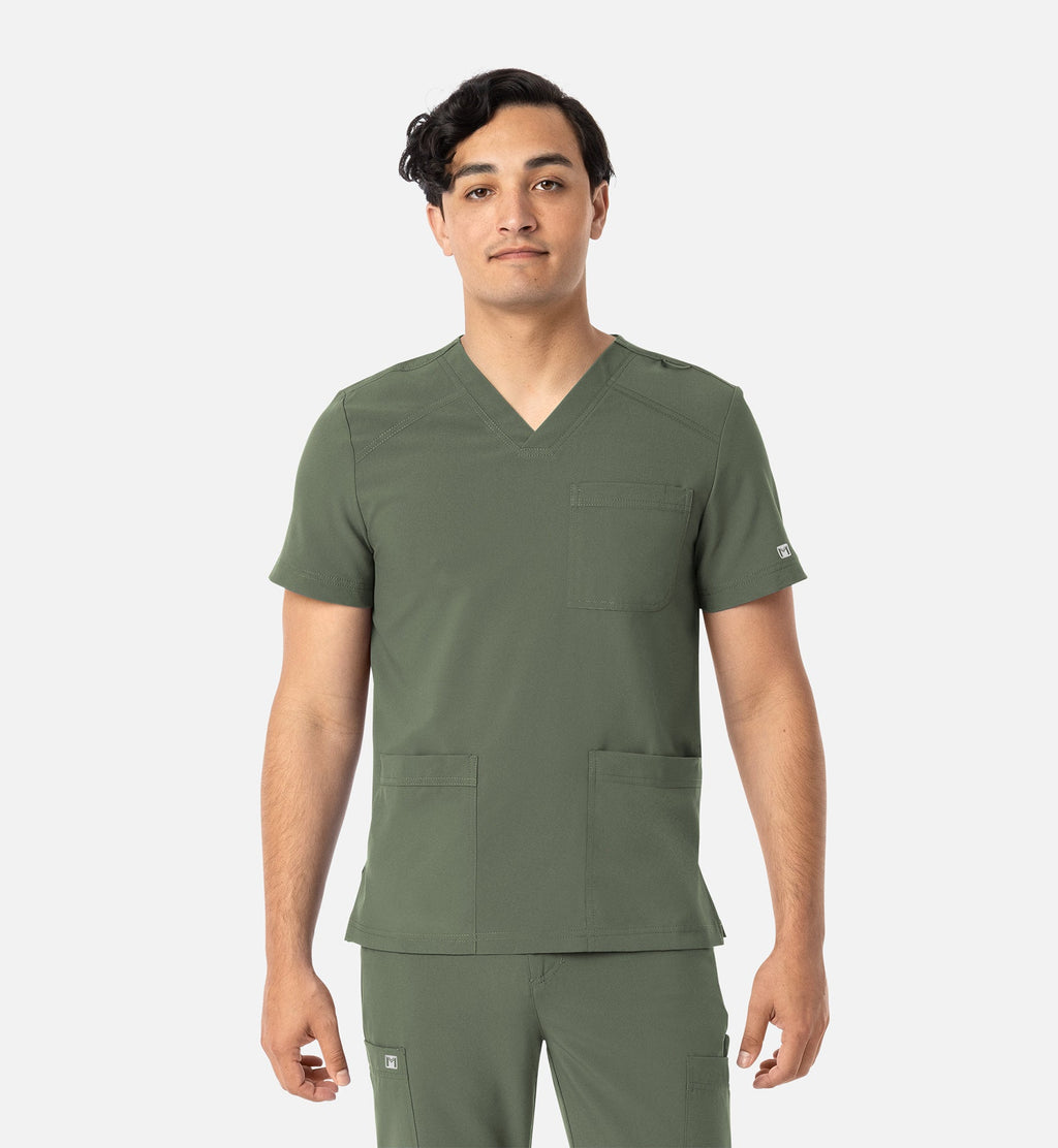 Matrix Mens 5502 Men’s 3 Pocket V-Neck Top Olive
