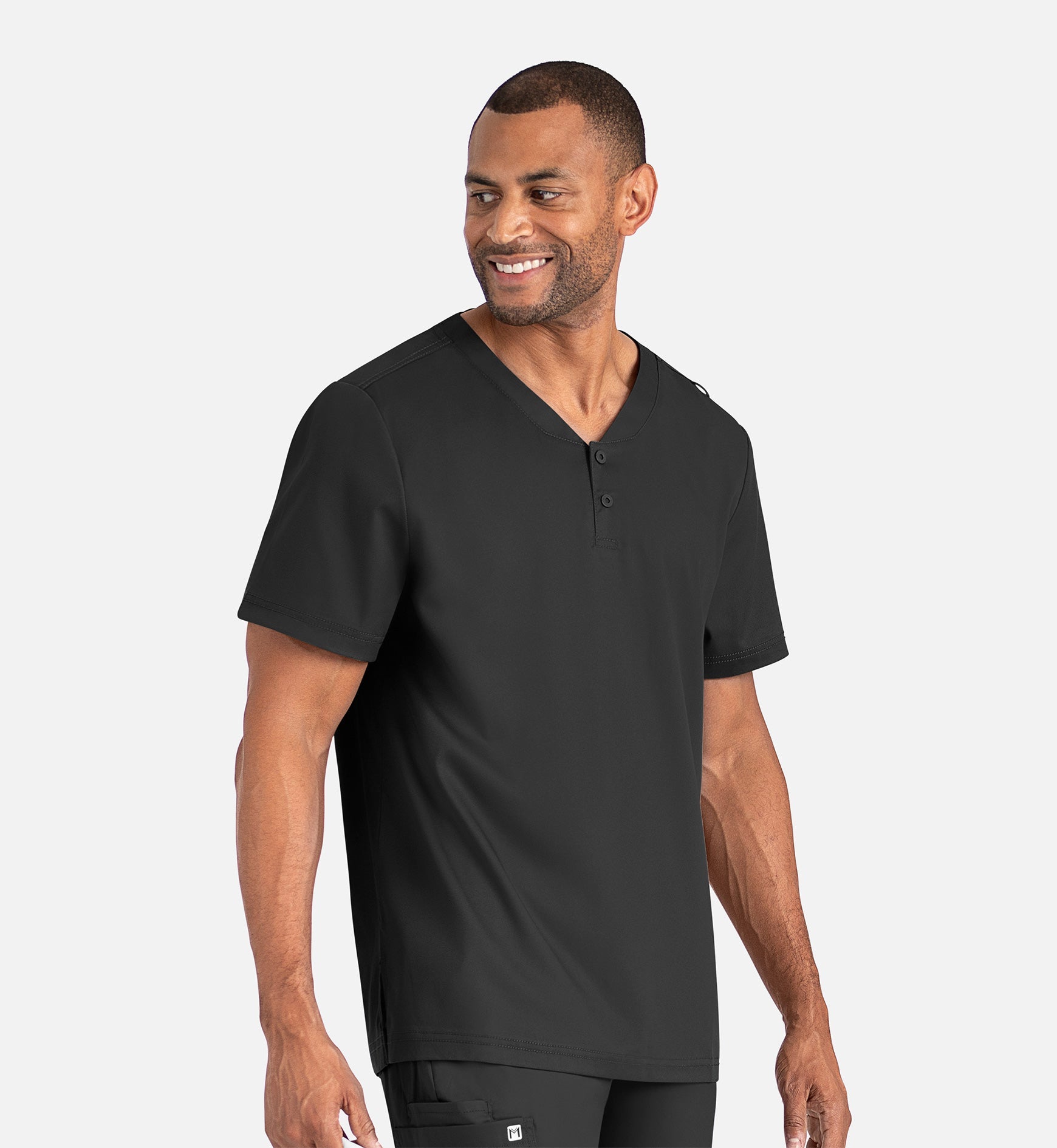 Matrix Mens 5503 Men’s Tuckable Henley Top Black