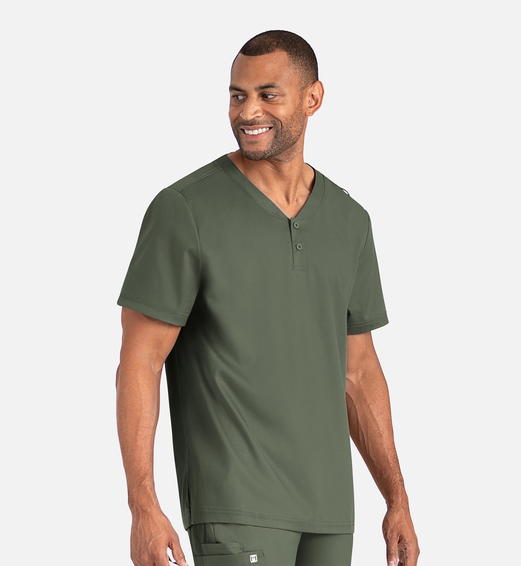 Matrix Mens 5503 Men’s Tuckable Henley Top Olive