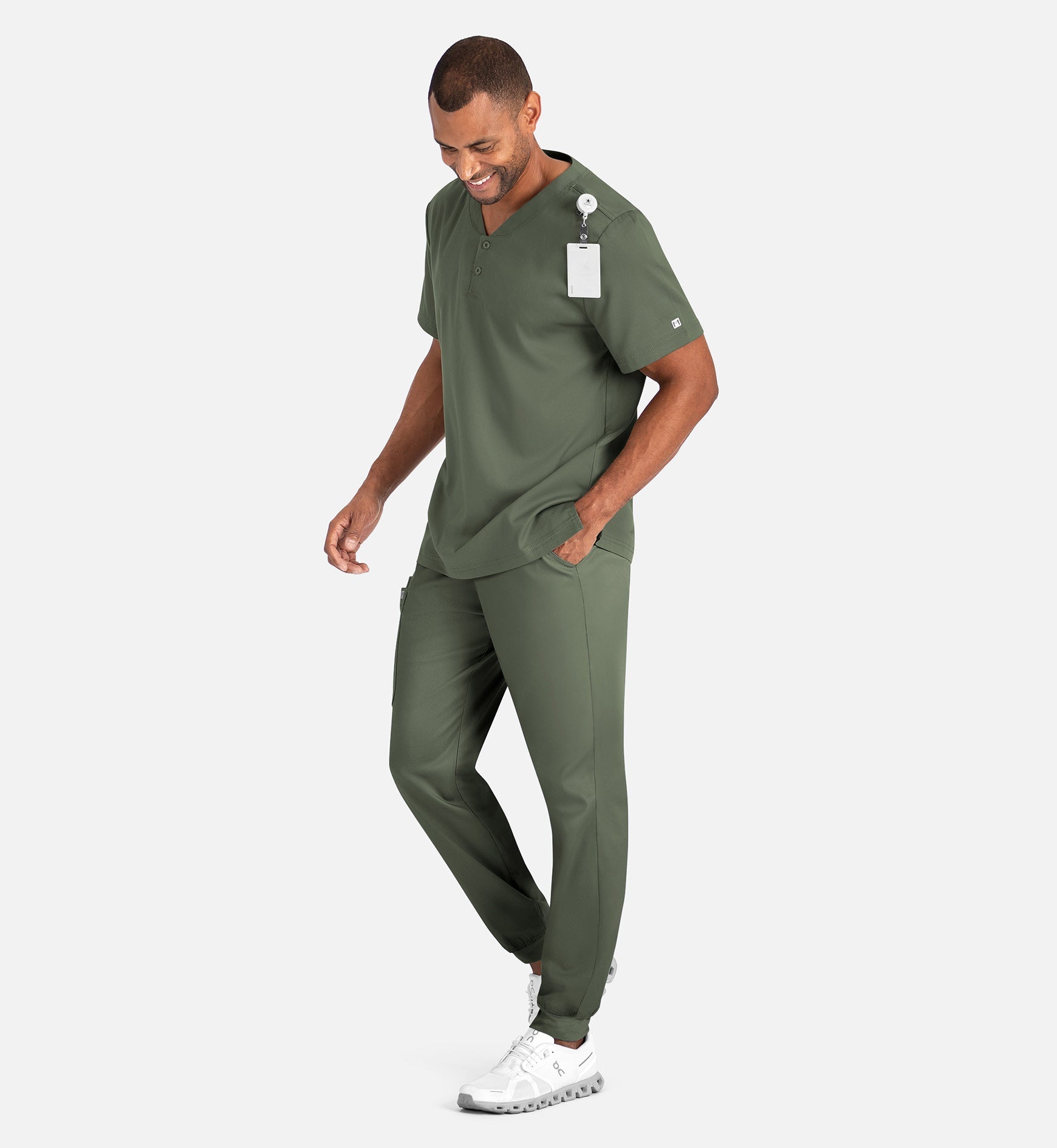 Matrix Mens 5503 Men’s Tuckable Henley Top Olive