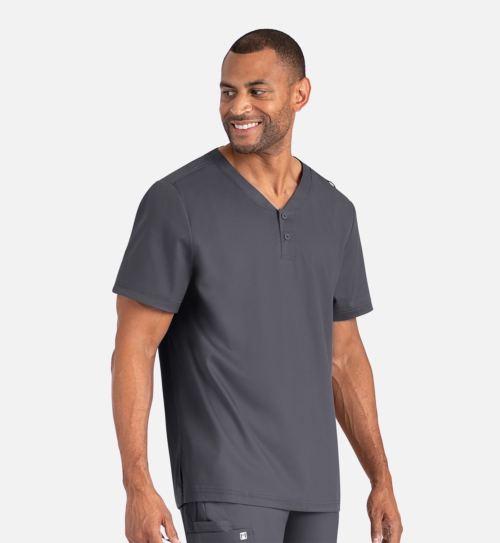 Matrix Mens 5503 Men’s Tuckable Henley Top Pewter