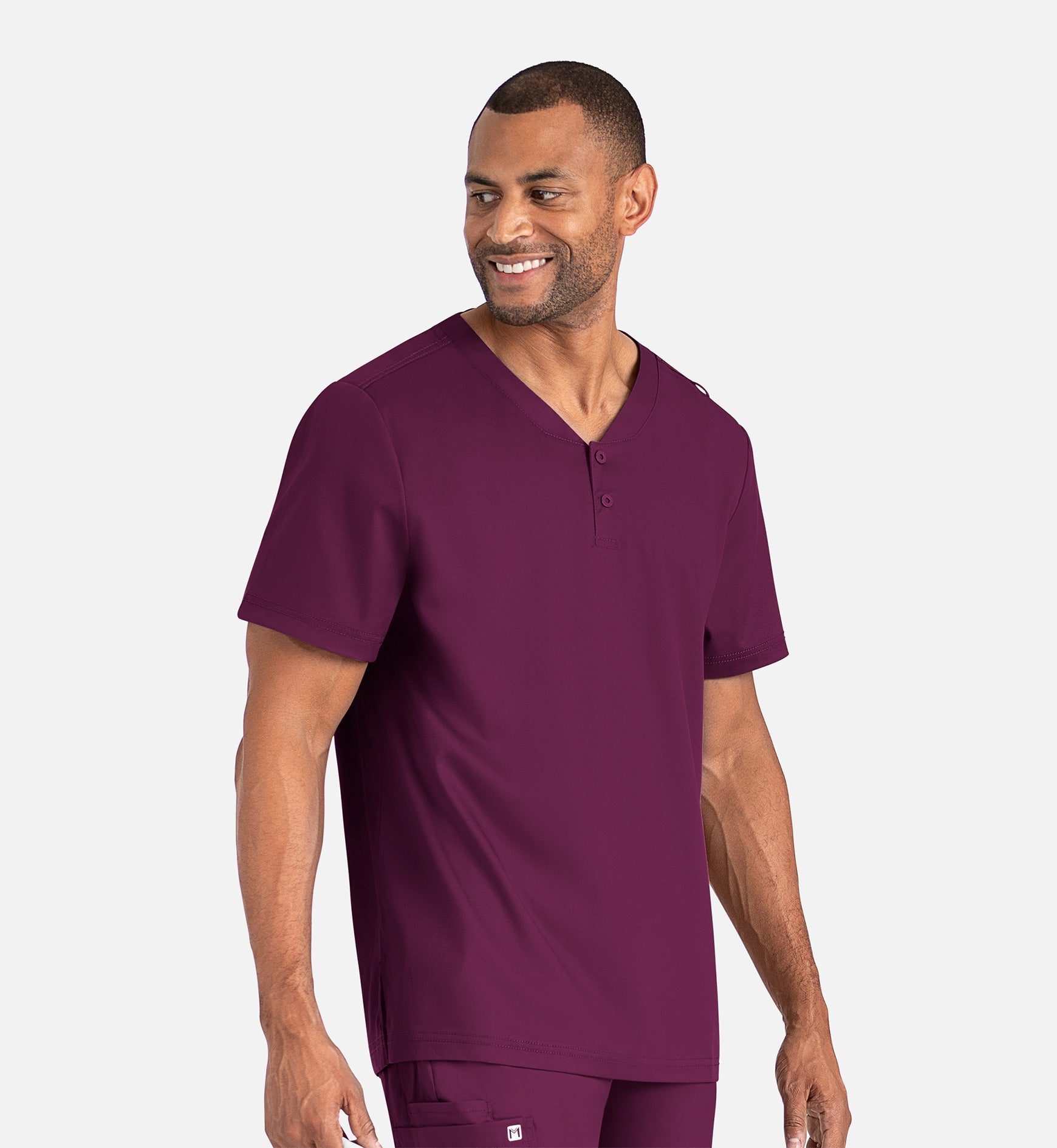 Matrix Mens 5503 Men’s Tuckable Henley Top Wine