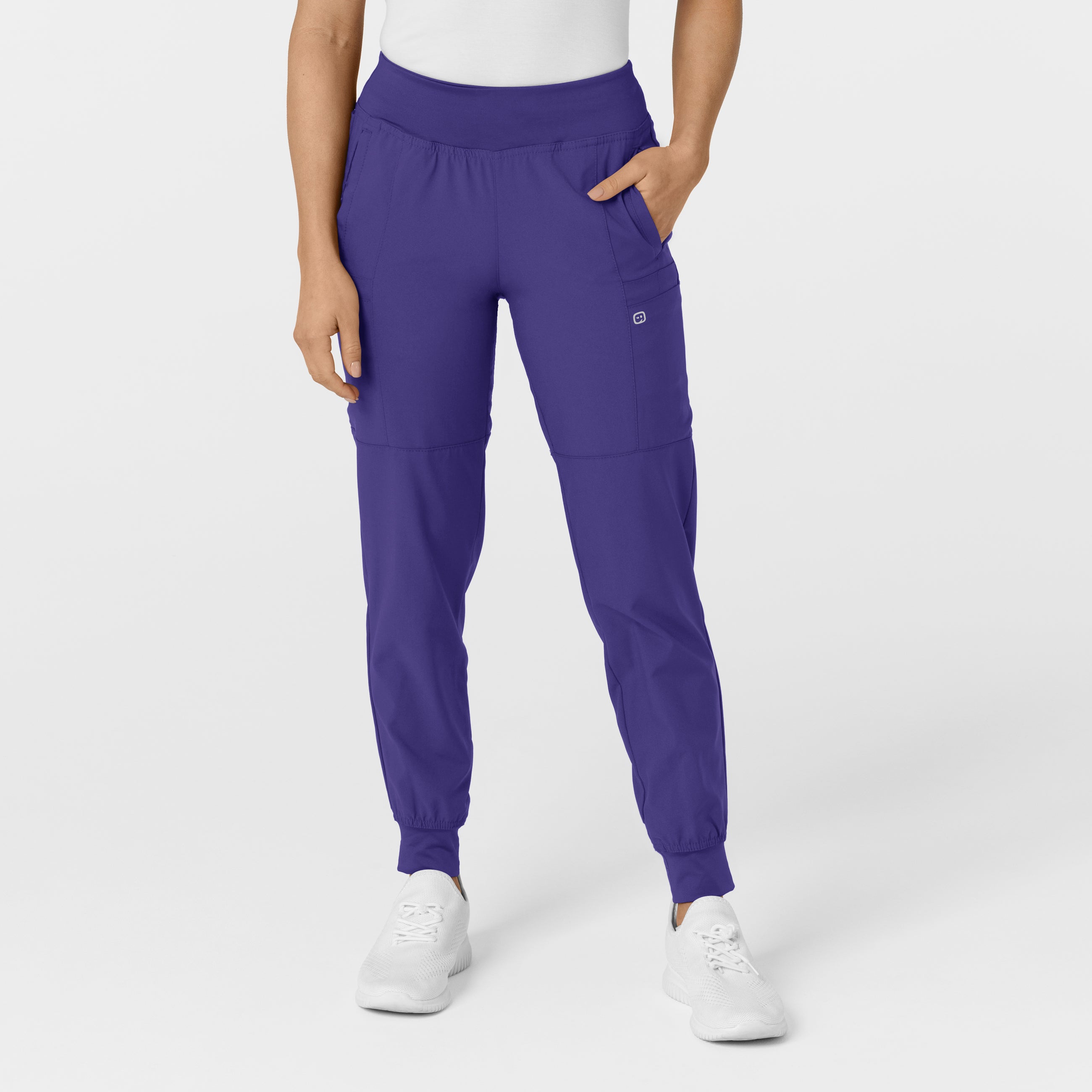 W123 5555 Comfort Waist Cargo Jogger Scrub Pants Grape