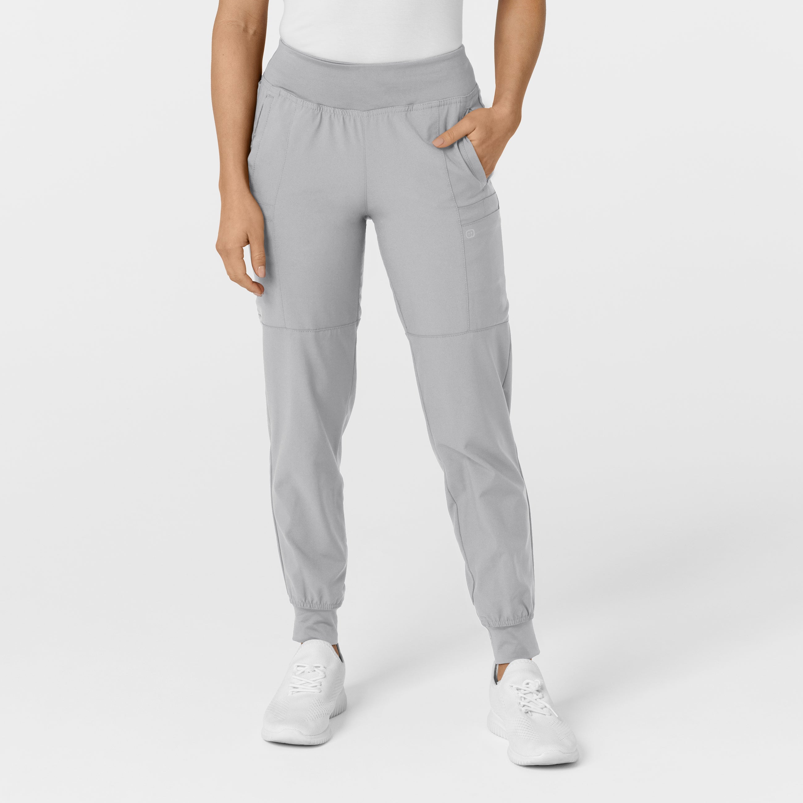 W123 5555 Comfort Waist Cargo Jogger Scrub Pants Grey