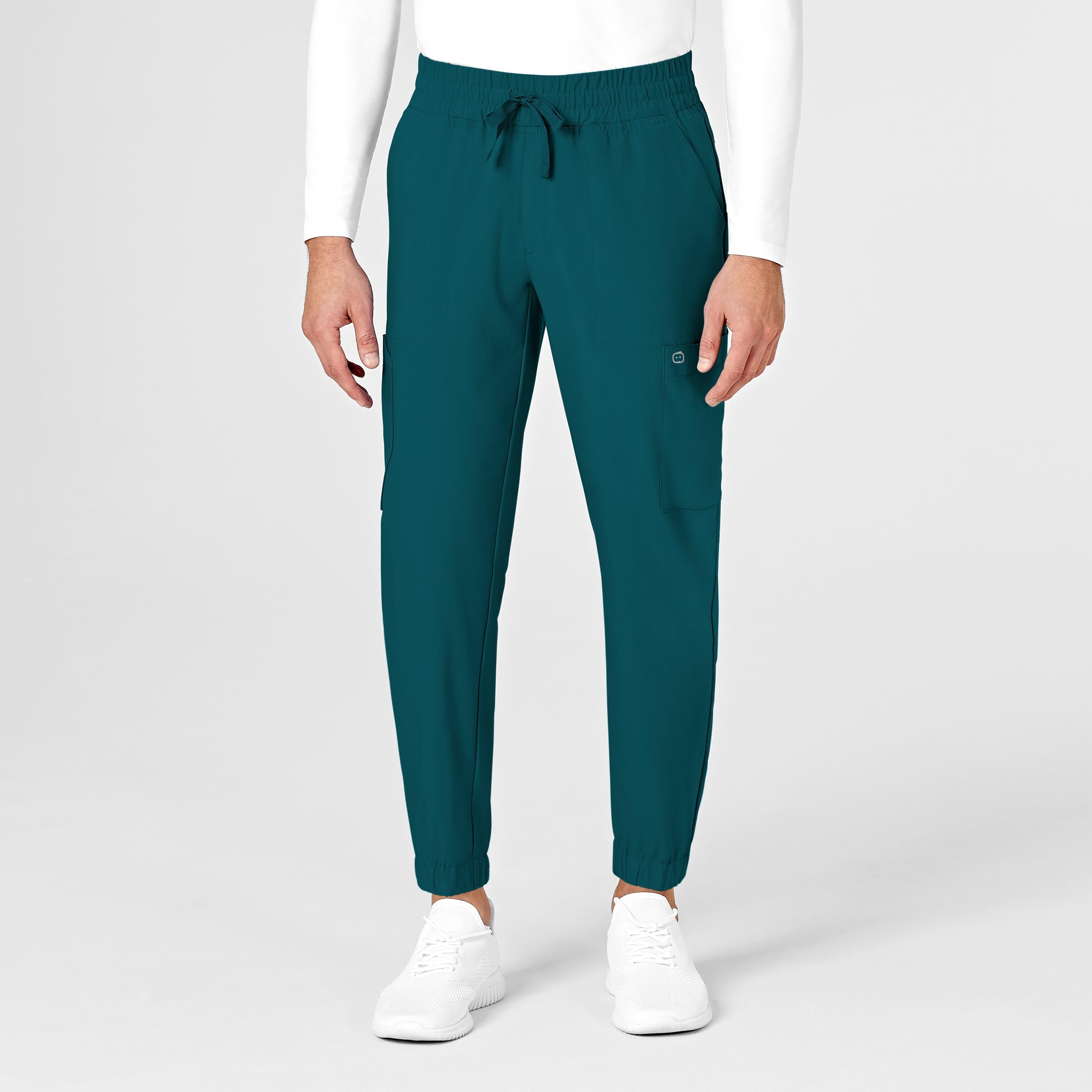 W123 5655 Men's Cargo Jogger Scrub Pants Caribbean Blue