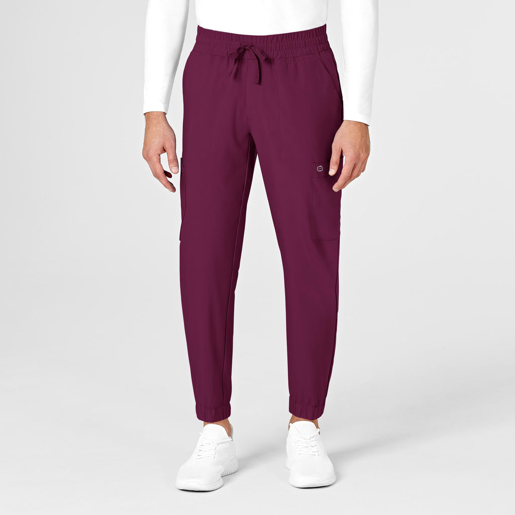 W123 5655 Men's Cargo Jogger Scrub Pants Wine