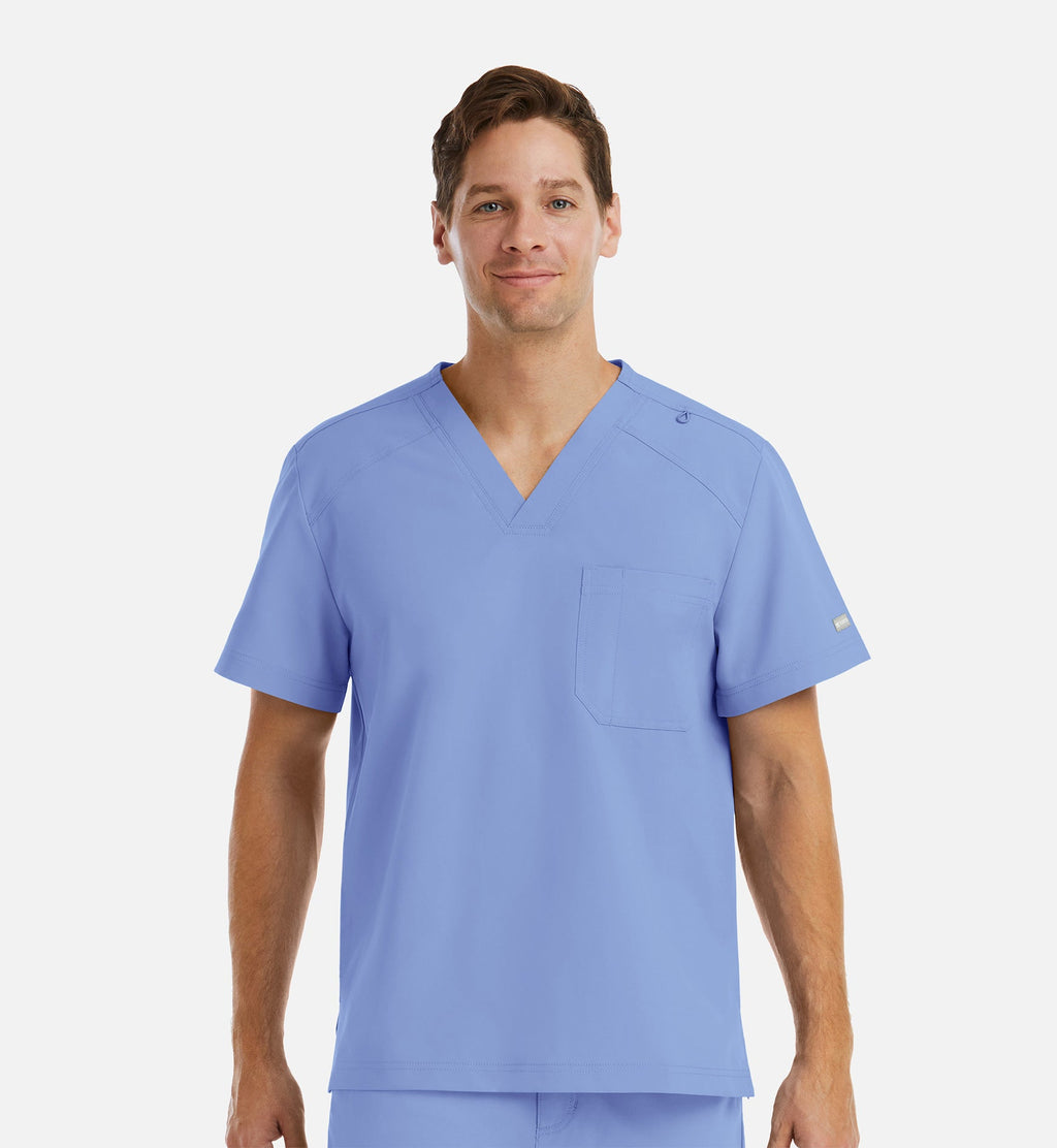 Momentum 5801 Men's Tuckable Basic V-Neck Top Ceil Blue