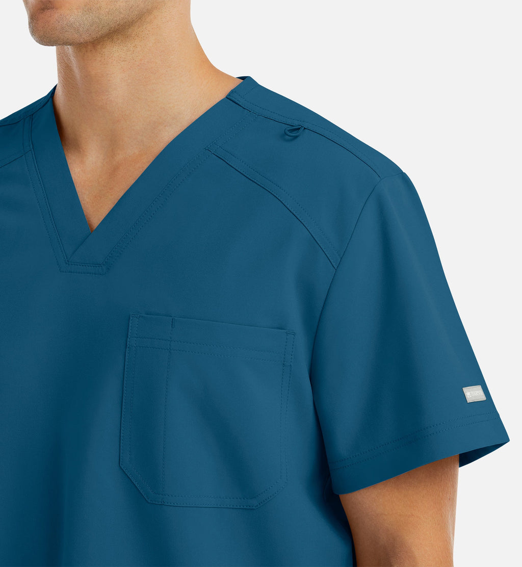 Momentum 5801 Men's Tuckable Basic V-Neck Top Caribbean Blue