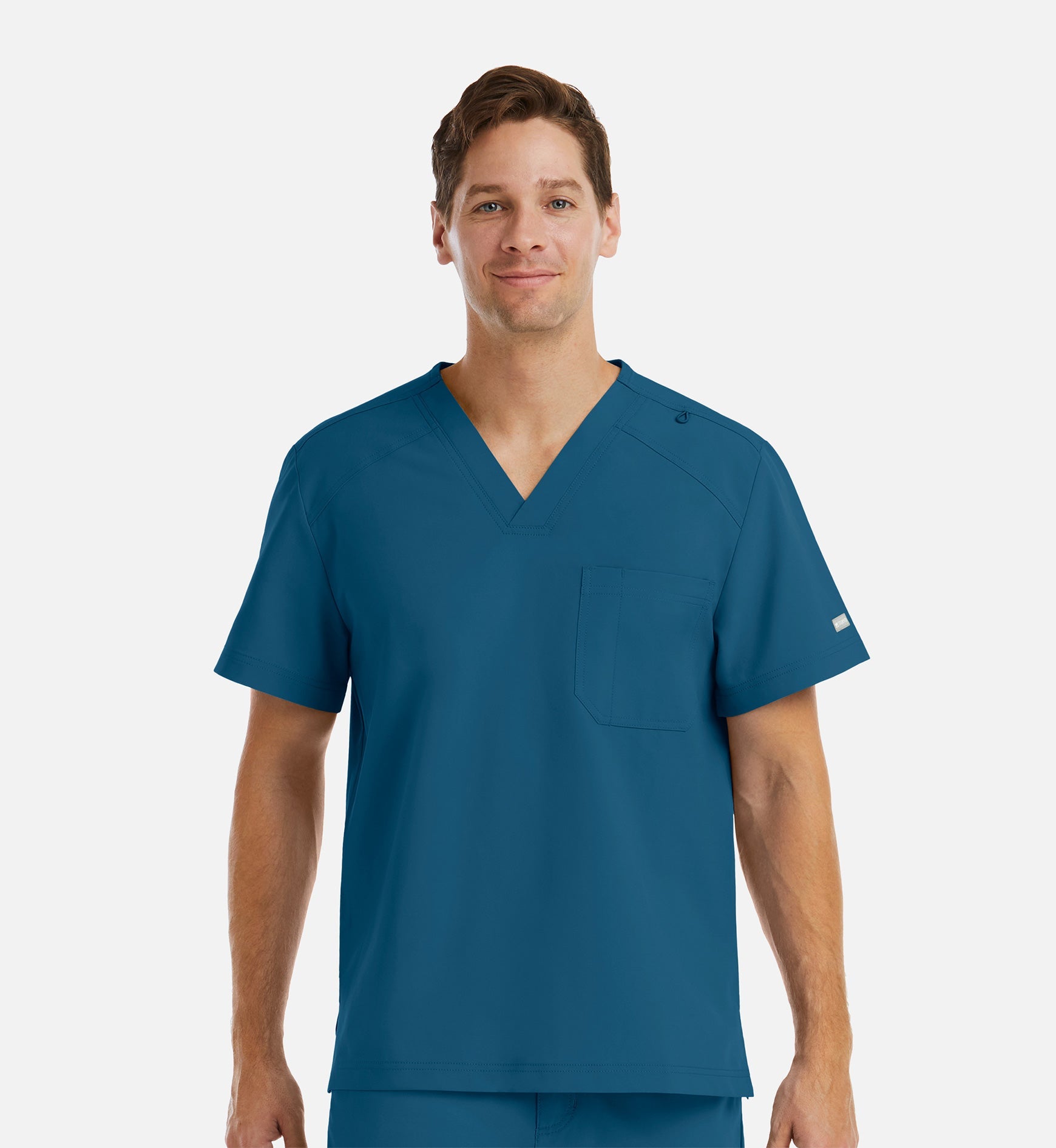 Momentum 5801 Men's Tuckable Basic V-Neck Top Caribbean Blue