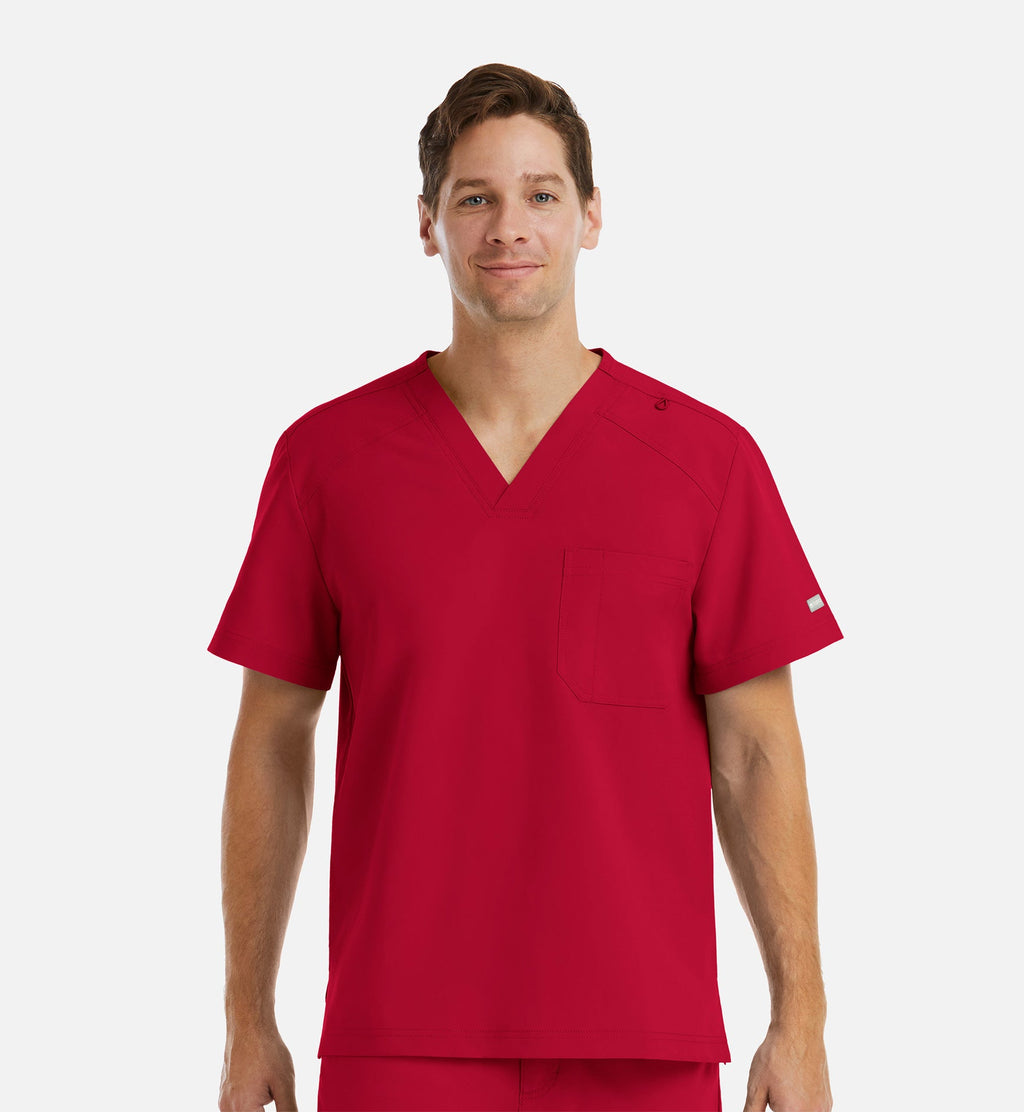 Momentum 5801 Men's Tuckable Basic V-Neck Top Red