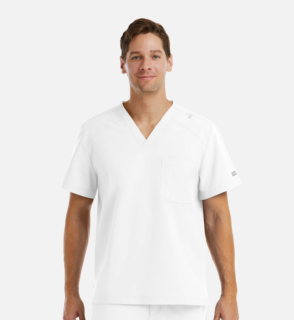 Momentum 5801 Men's Tuckable Basic V-Neck Top White