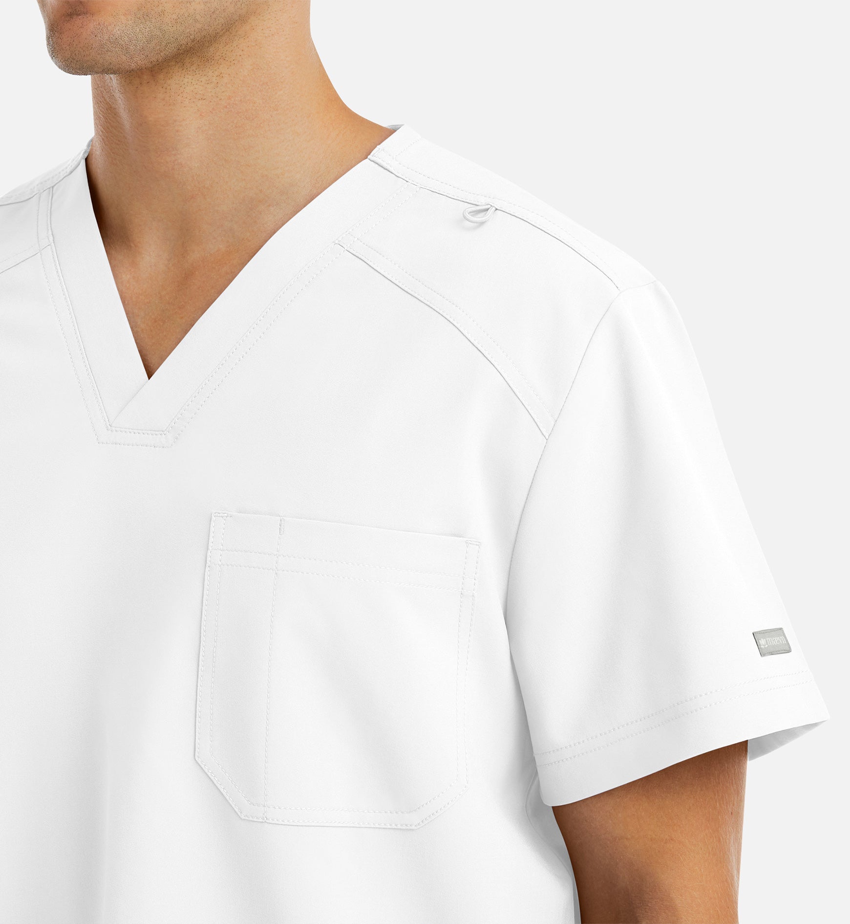 Momentum 5801 Men's Tuckable Basic V-Neck Top White