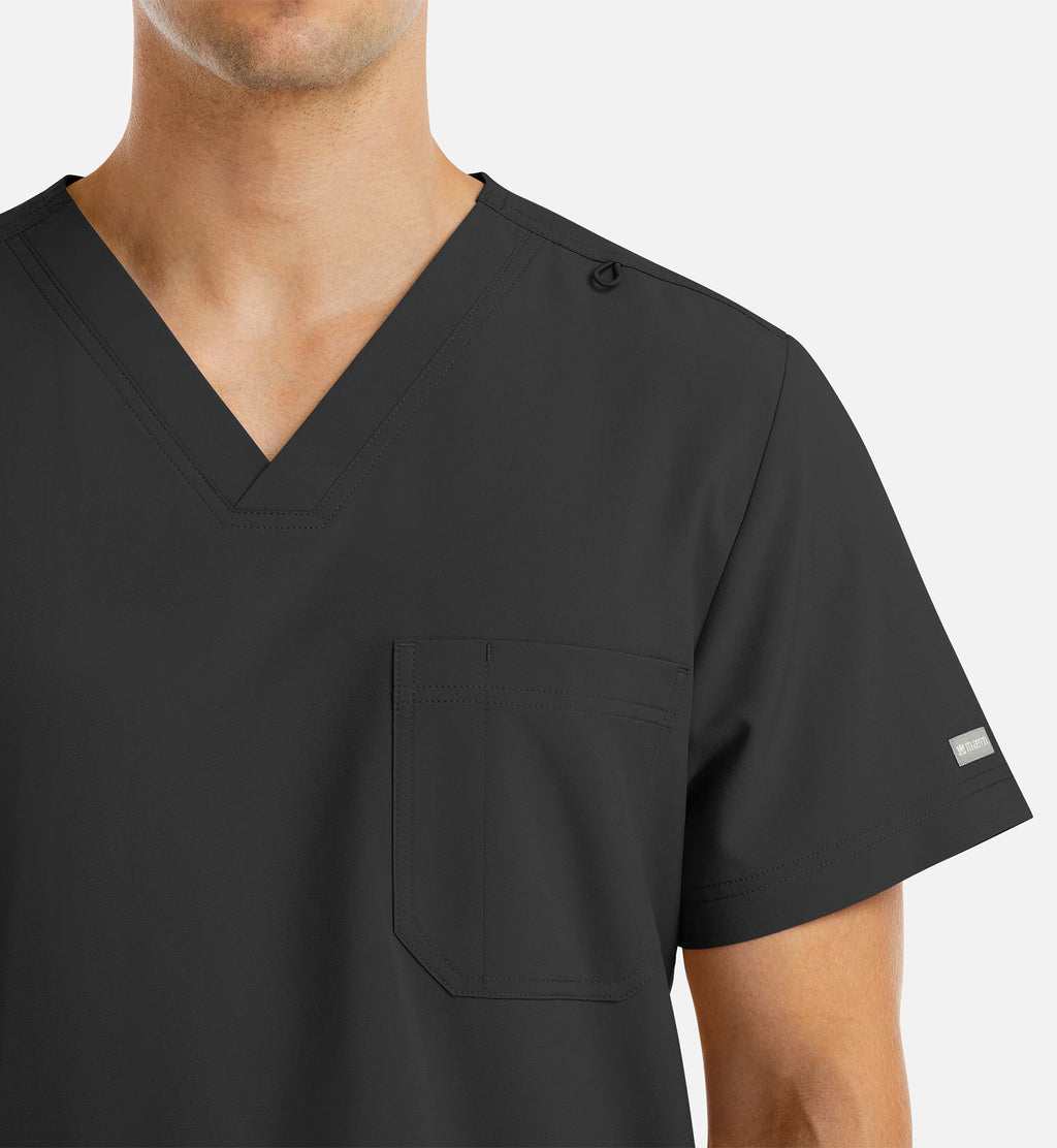 Momentum 5802 Men's 4 Pocket Banded V-Neck Top Black