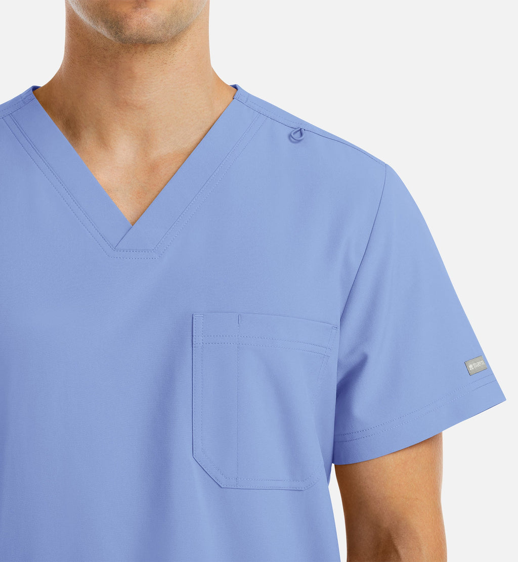 Momentum 5802 Men's 4 Pocket Banded V-Neck Top Ceil Blue