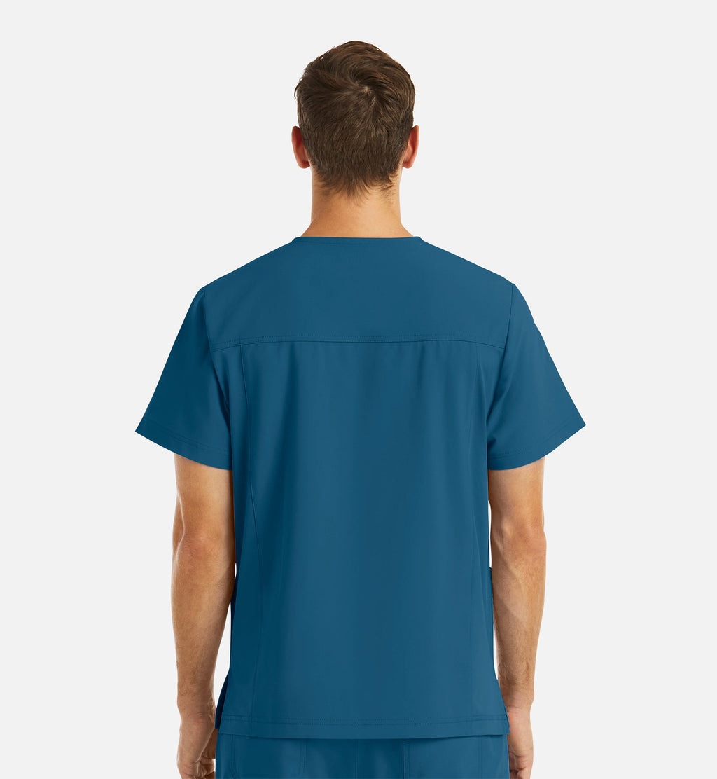 Momentum 5802 Men's 4 Pocket Banded V-Neck Top Caribbean Blue