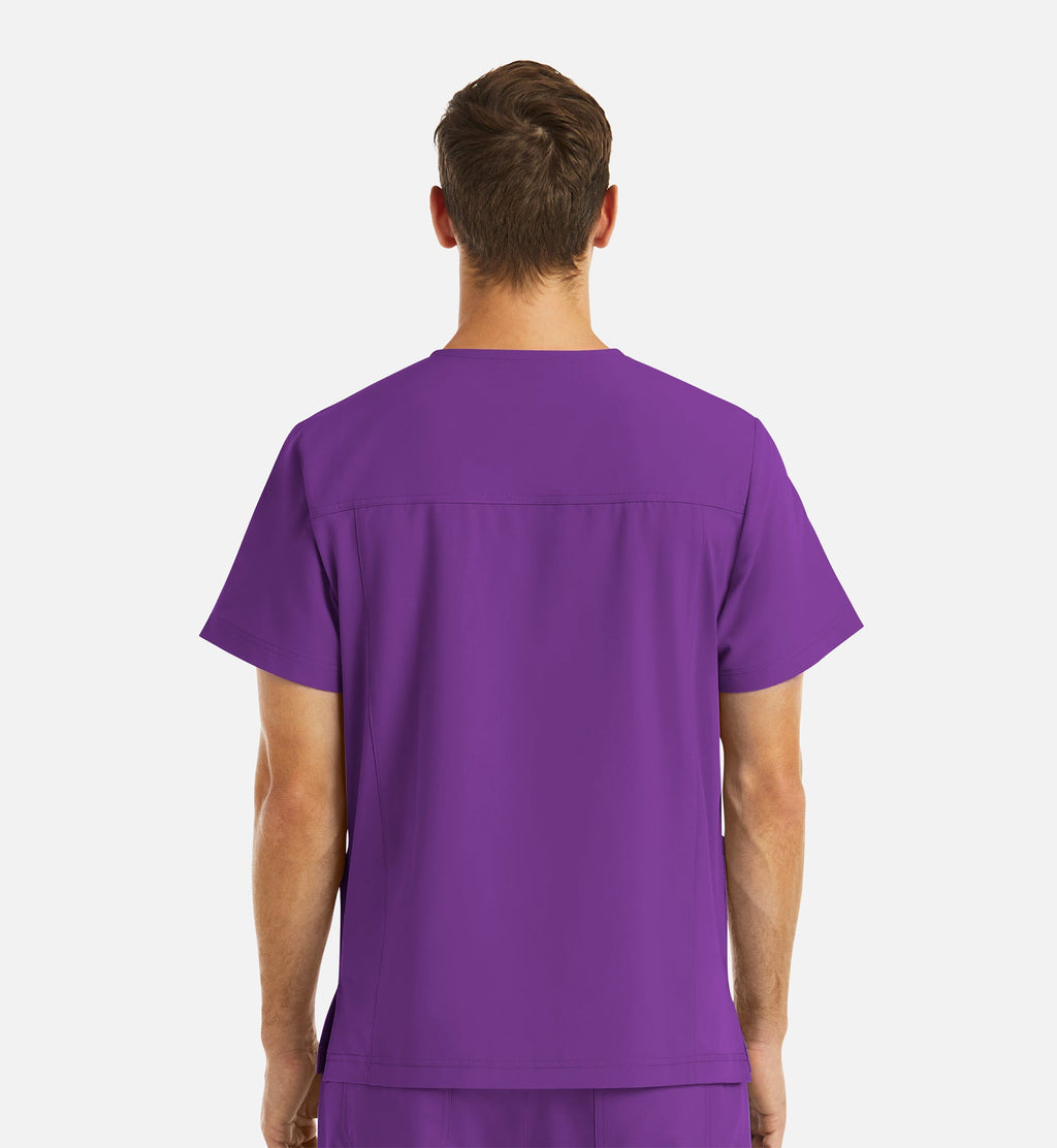 Momentum 5802 Men's 4 Pocket Banded V-Neck Top Eggplant
