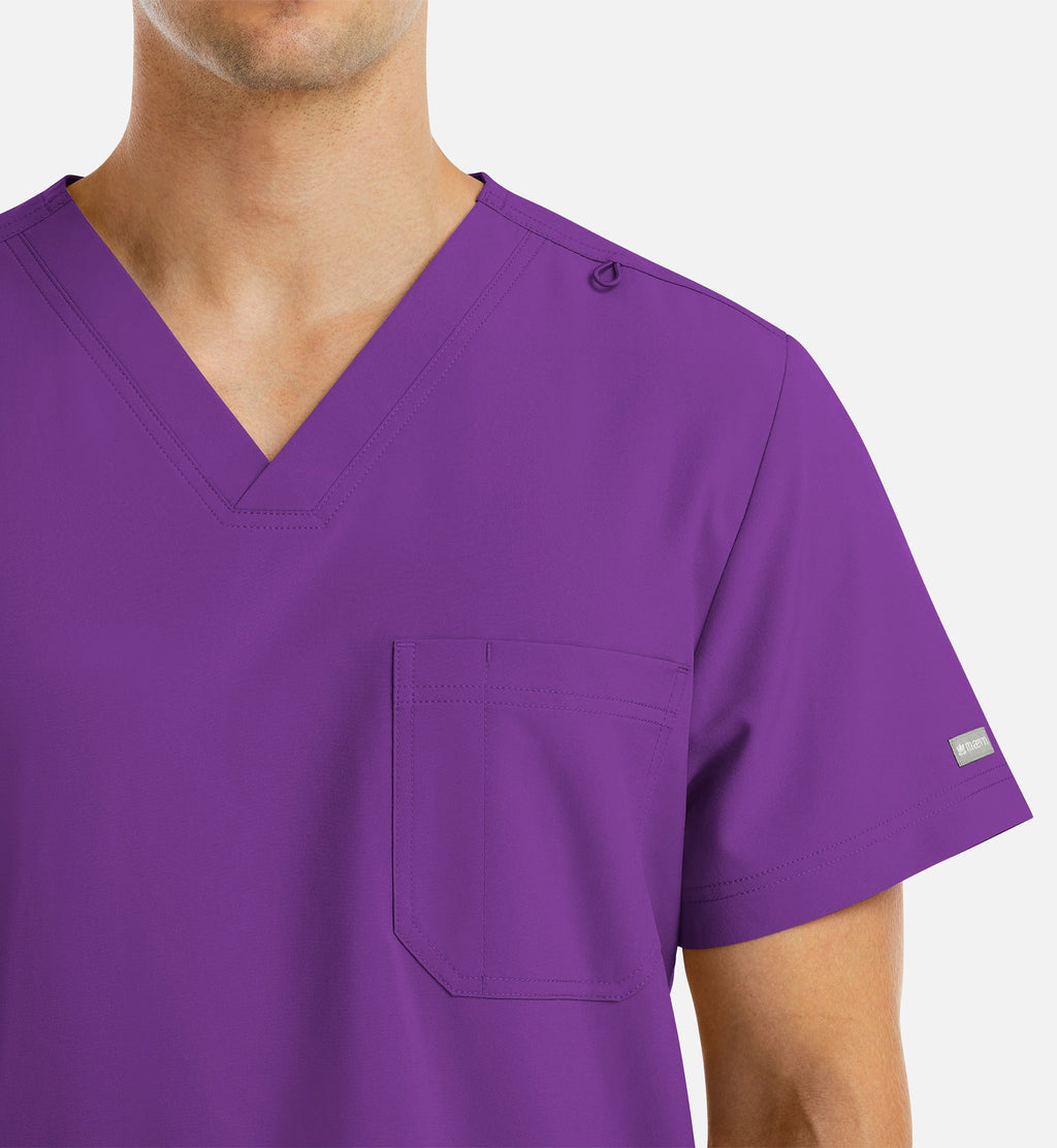 Momentum 5802 Men's 4 Pocket Banded V-Neck Top Eggplant