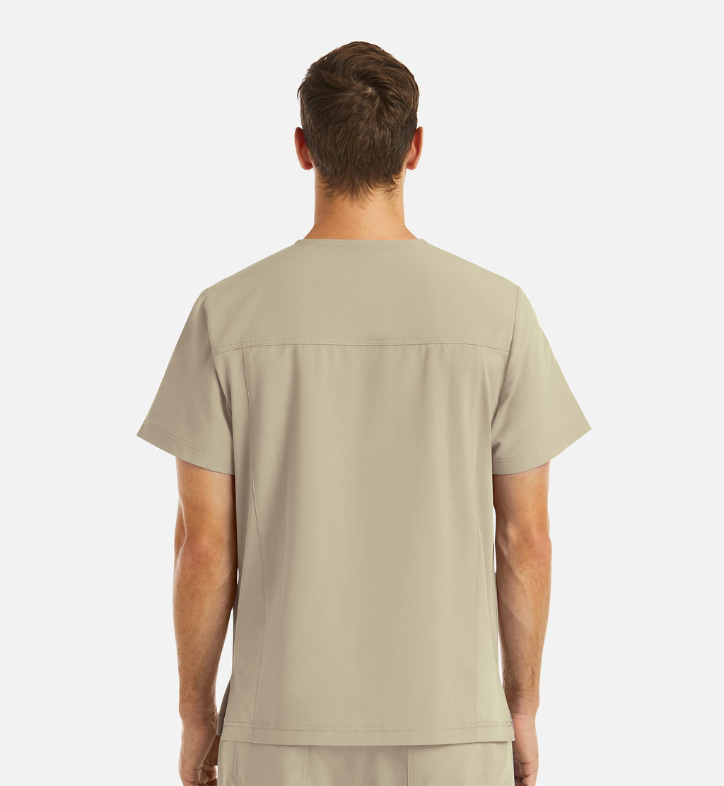 Momentum 5802 Men's 4 Pocket Banded V-Neck Top Khaki
