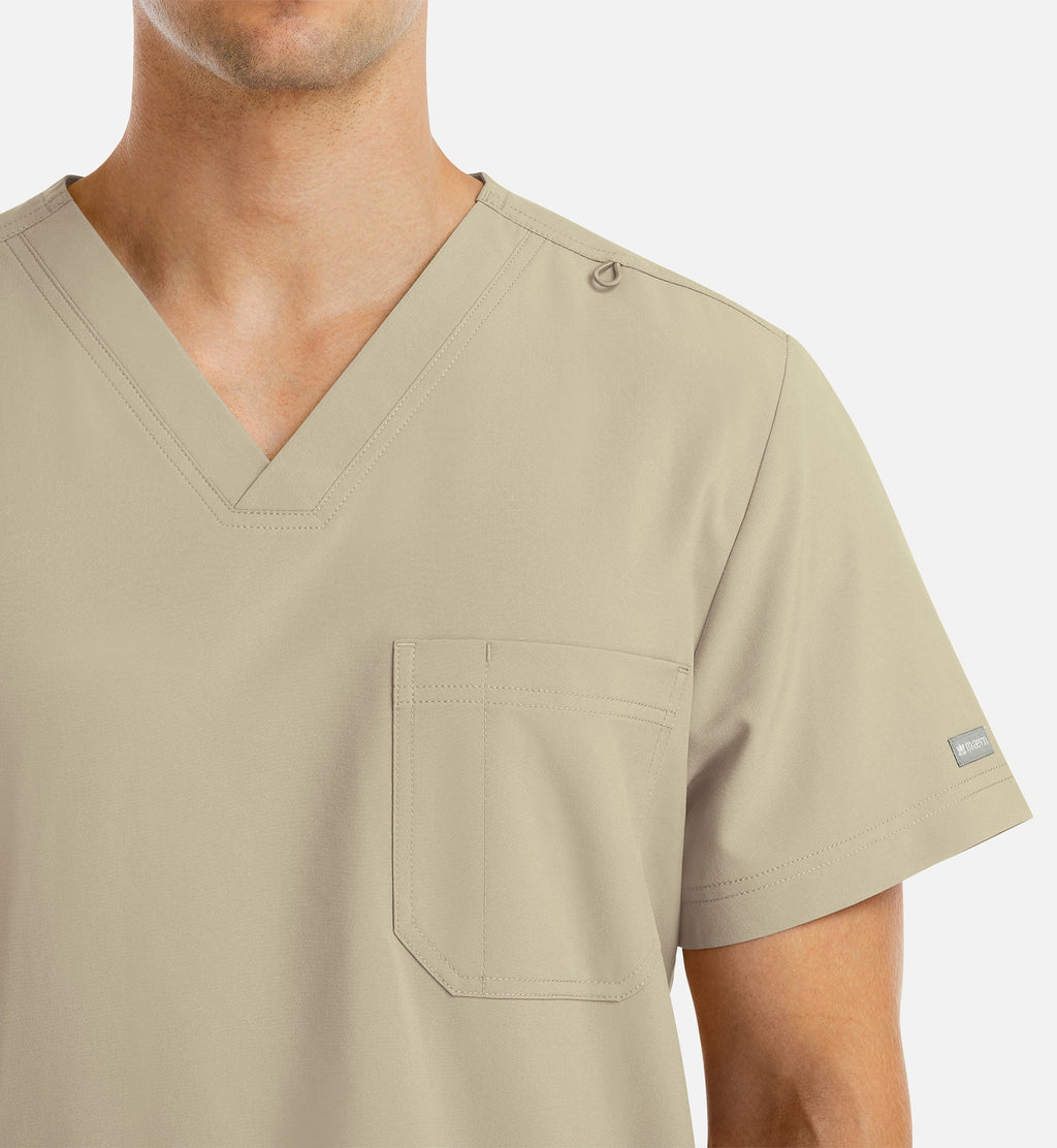 Momentum 5802 Men's 4 Pocket Banded V-Neck Top Khaki
