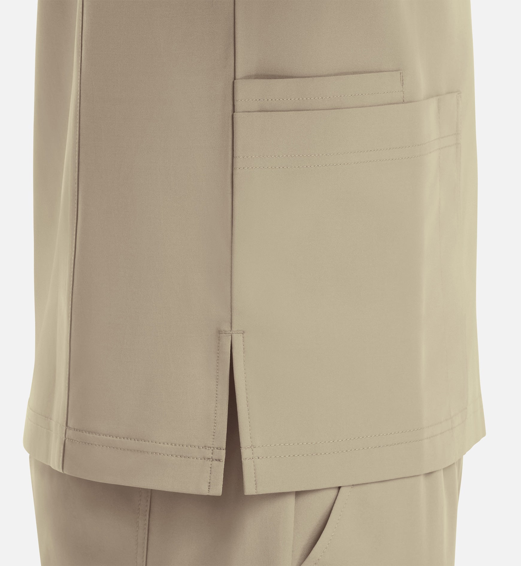 Momentum 5802 Men's 4 Pocket Banded V-Neck Top Khaki