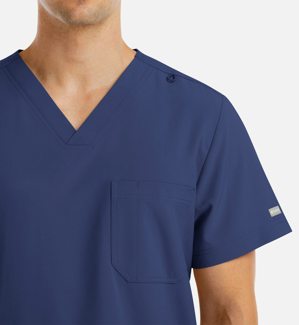 Momentum 5802 Men's 4 Pocket Banded V-Neck Top Navy